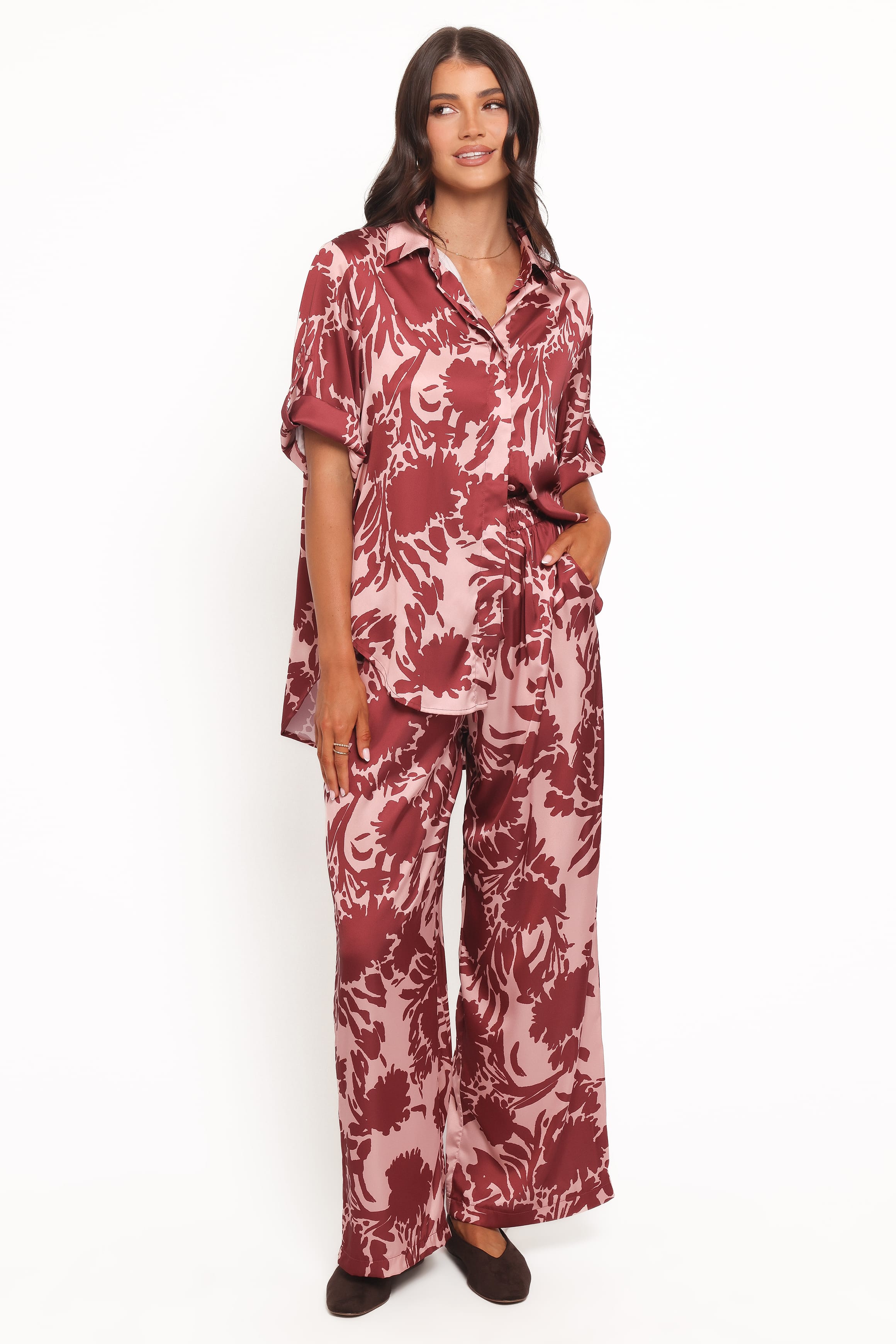 TOPS Elysia Shirt - Pink Burgundy