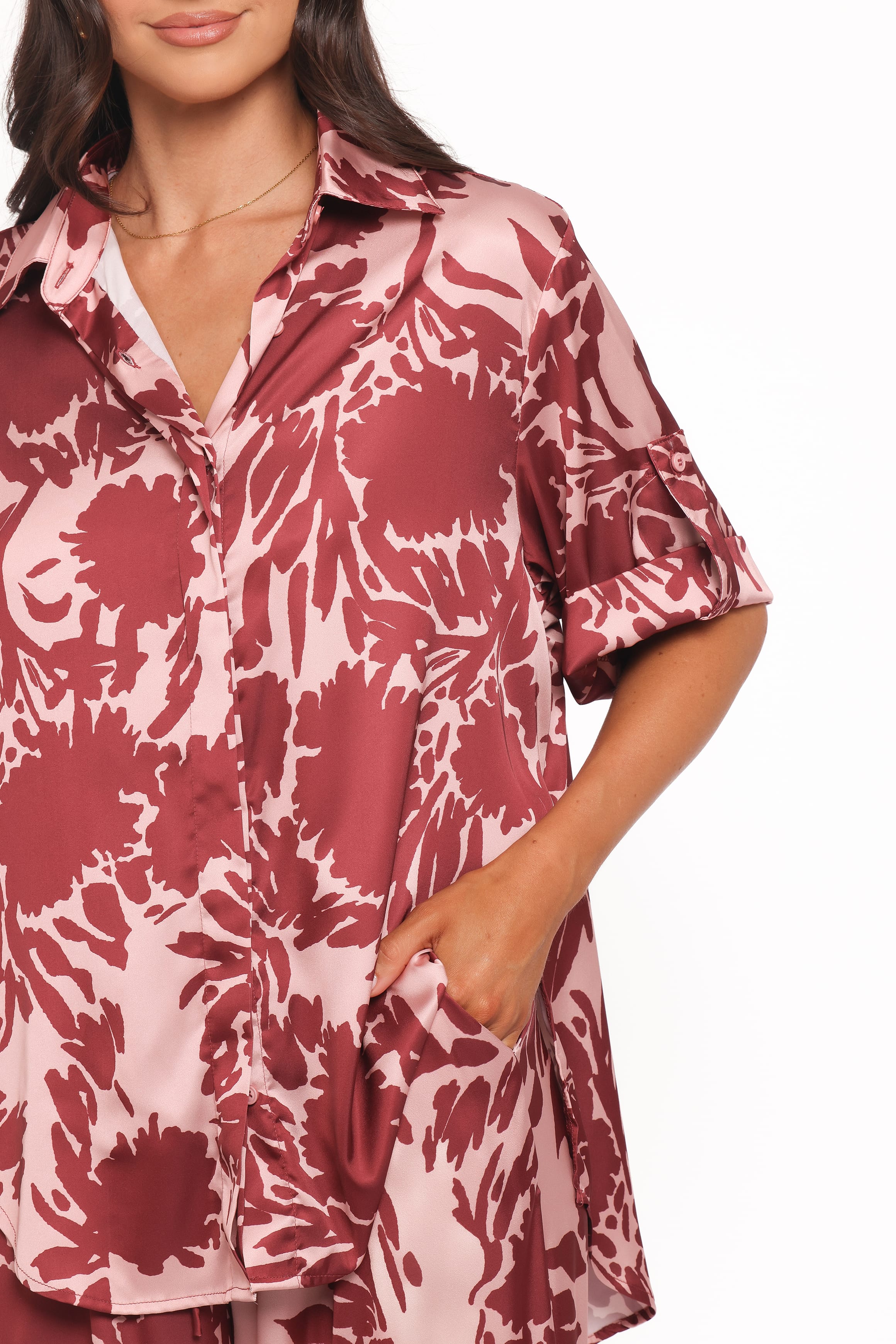 TOPS Elysia Shirt - Pink Burgundy