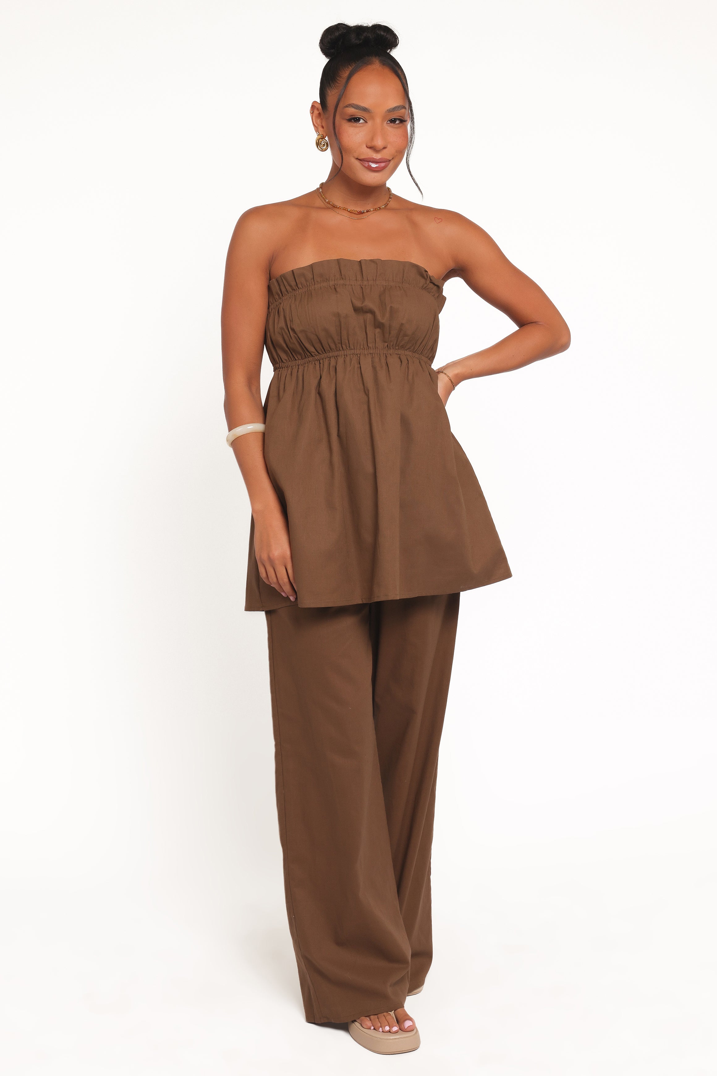 TOPS Ember Strapless Tunic Top - Brown