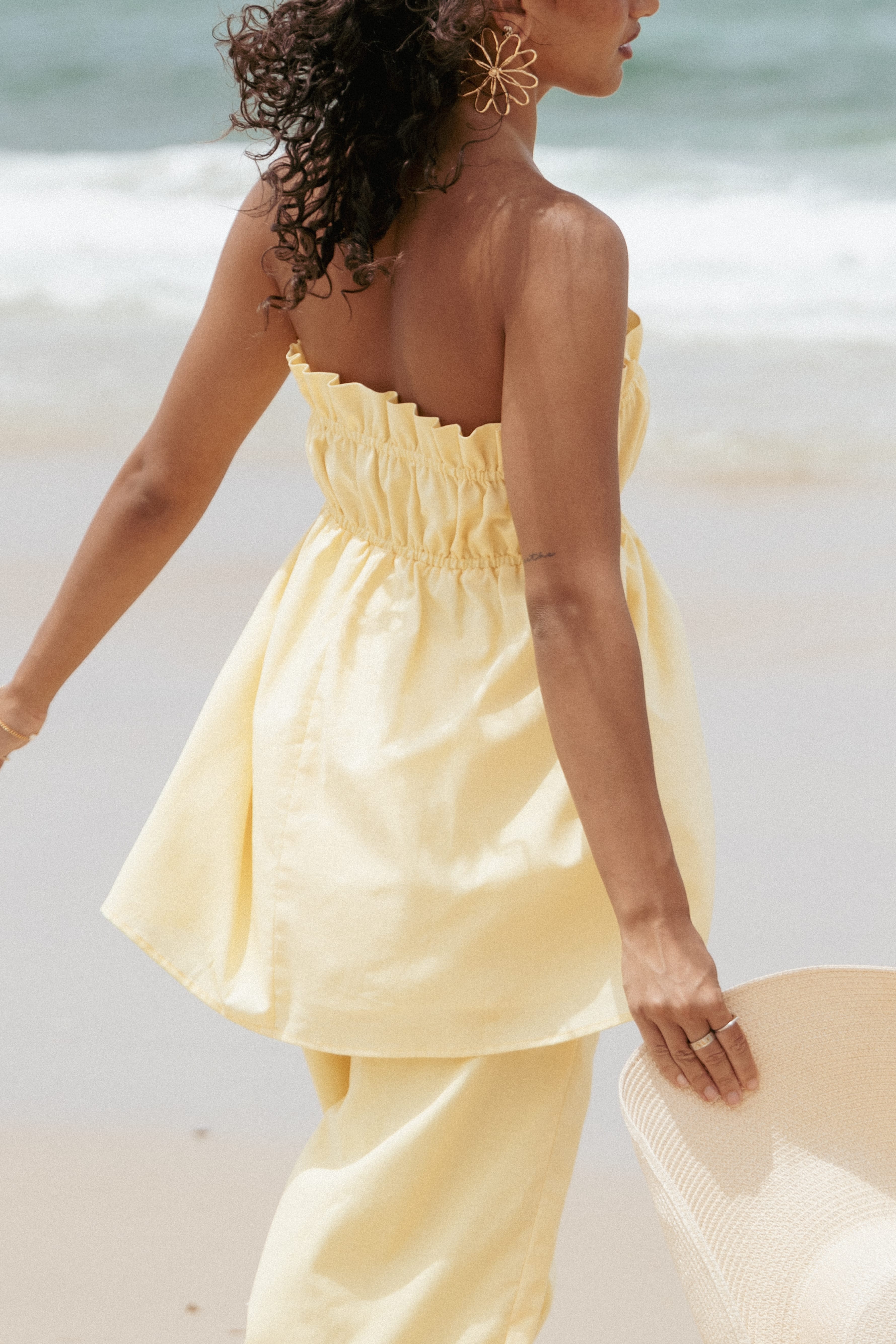 TOPS Ember Strapless Tunic Top - Butter Yellow