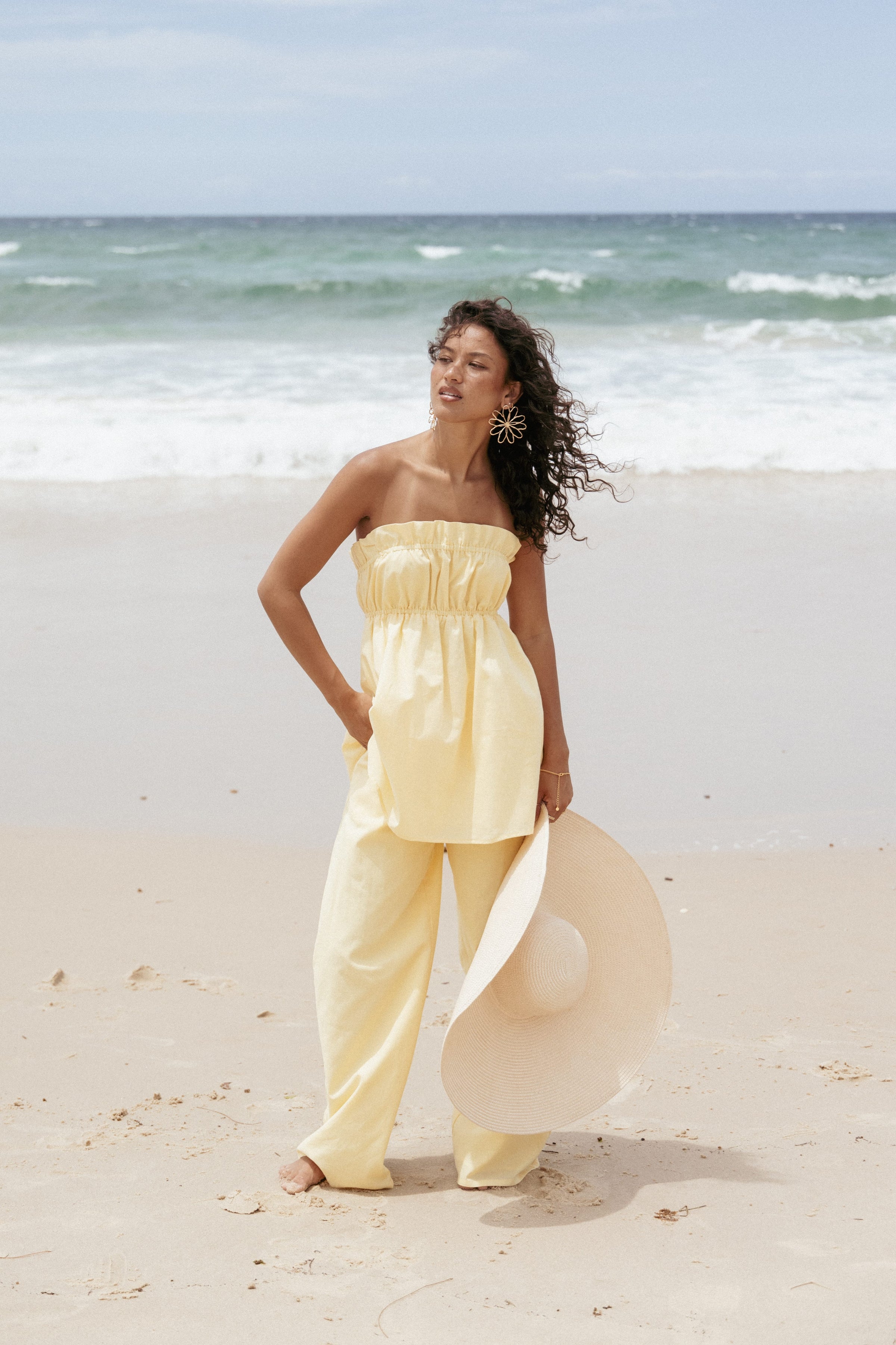 TOPS Ember Strapless Tunic Top - Butter Yellow