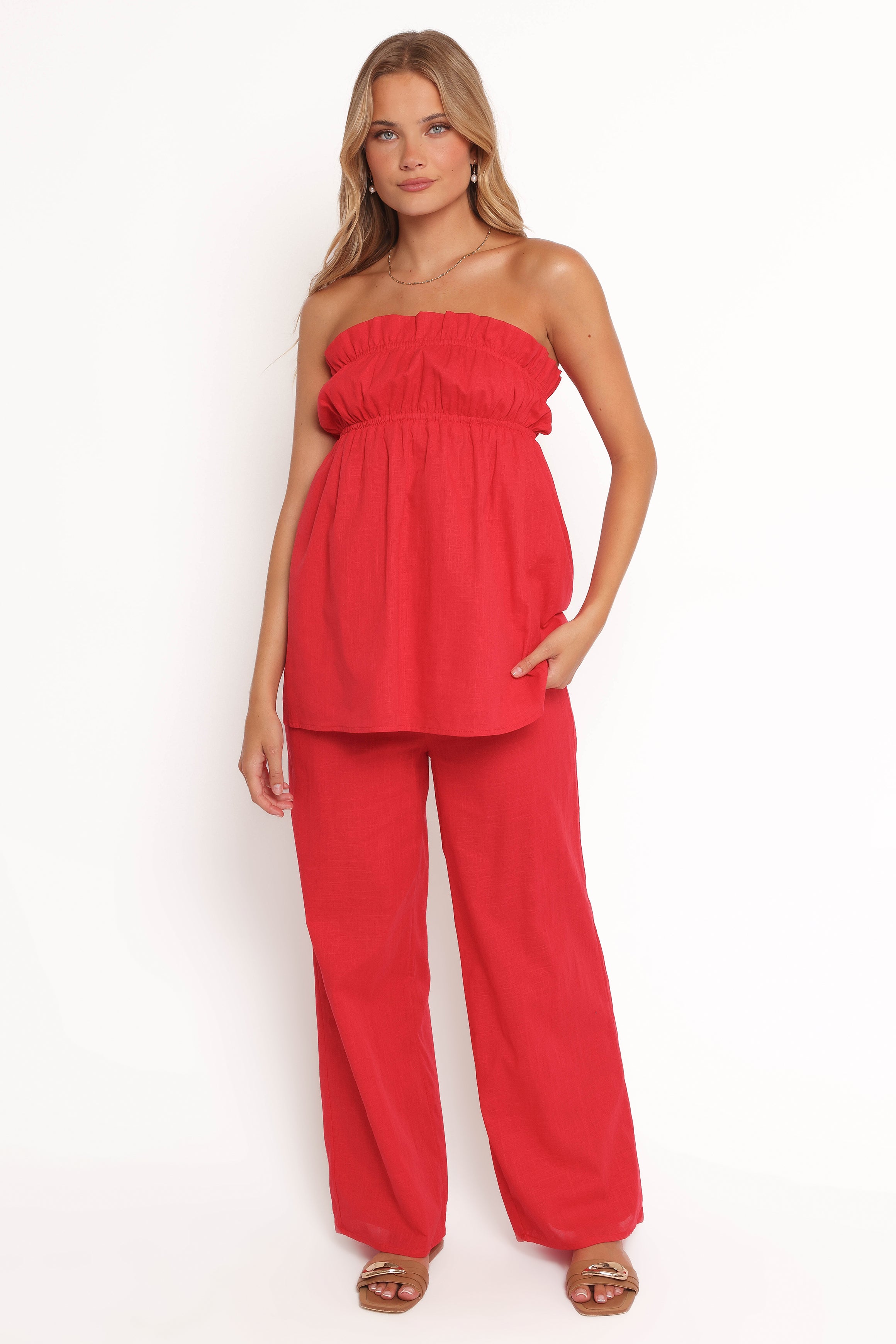 TOPS Ember Strapless Tunic Top - Red