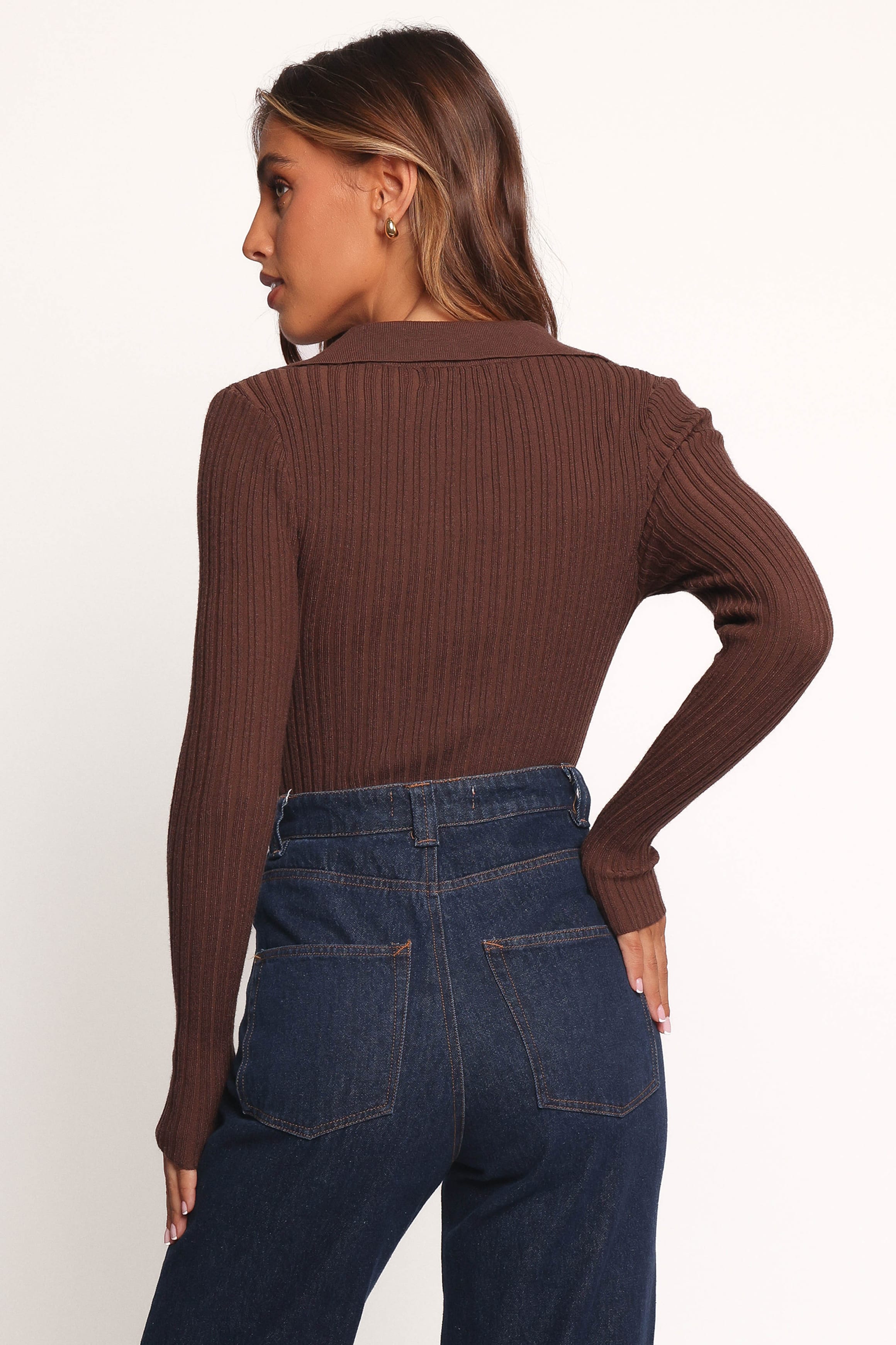 TOPS Emmerson Long Sleeve Knit Top - Chocolate