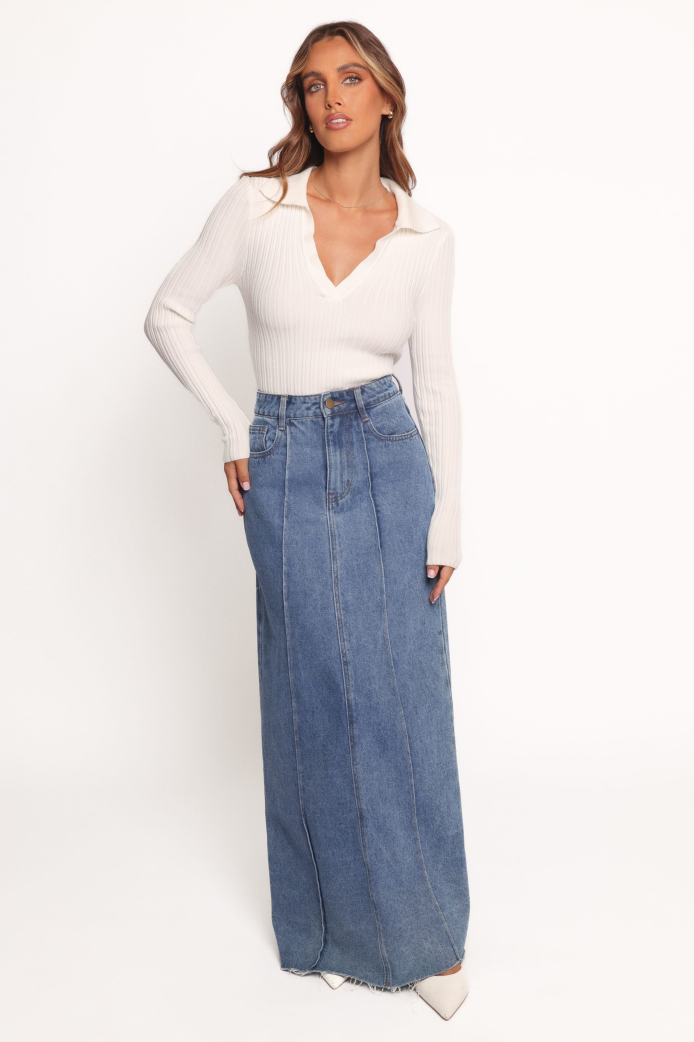 TOPS Emmerson Long Sleeve Knit Top - White