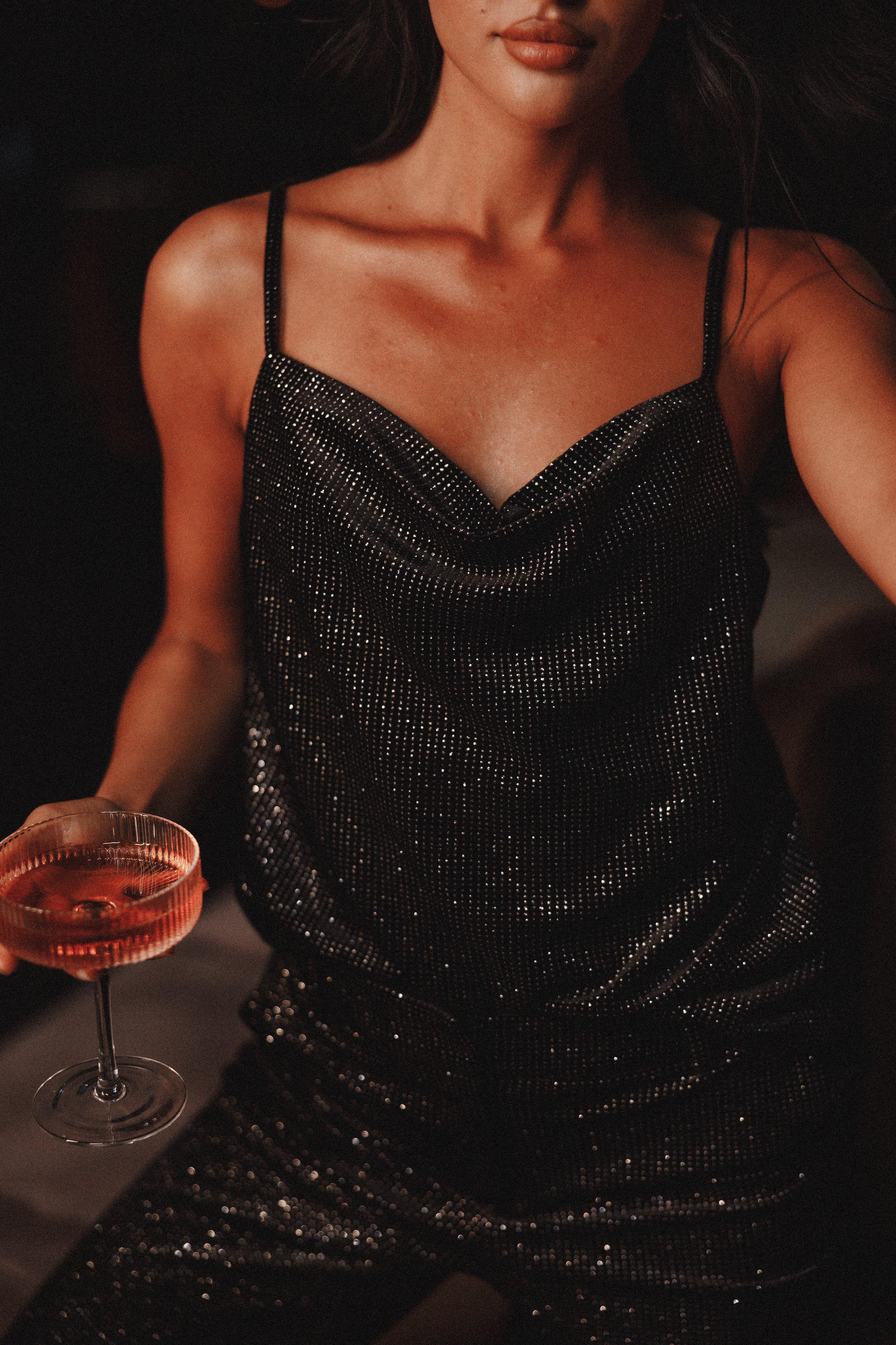 TOPS Ensley Velvet Shimmer Top - Black