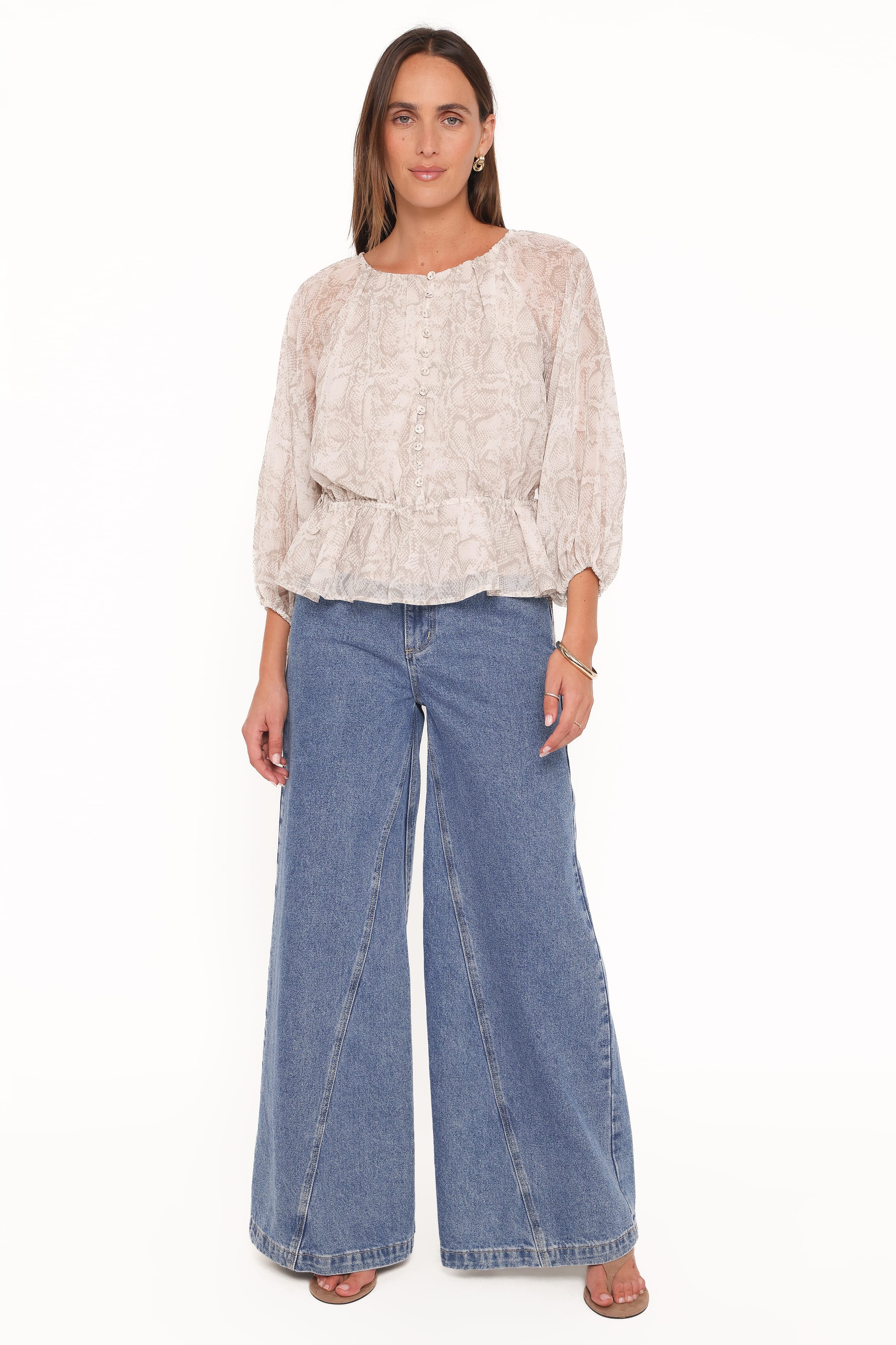 TOPS Ethelinda Drawcord Waist Top - Snake Print