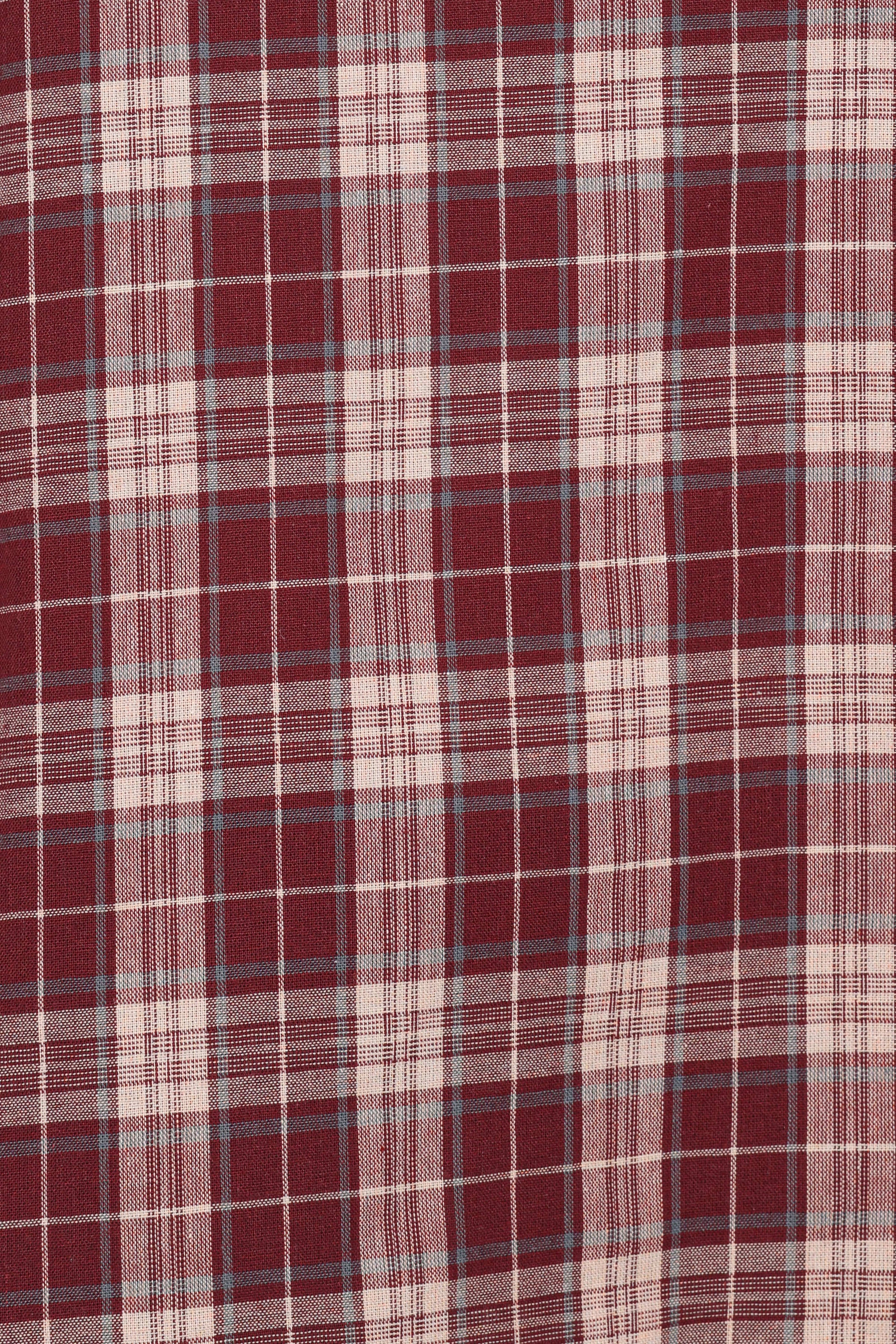 TOPS Evandri Frill Collar Top - Burgundy Plaid