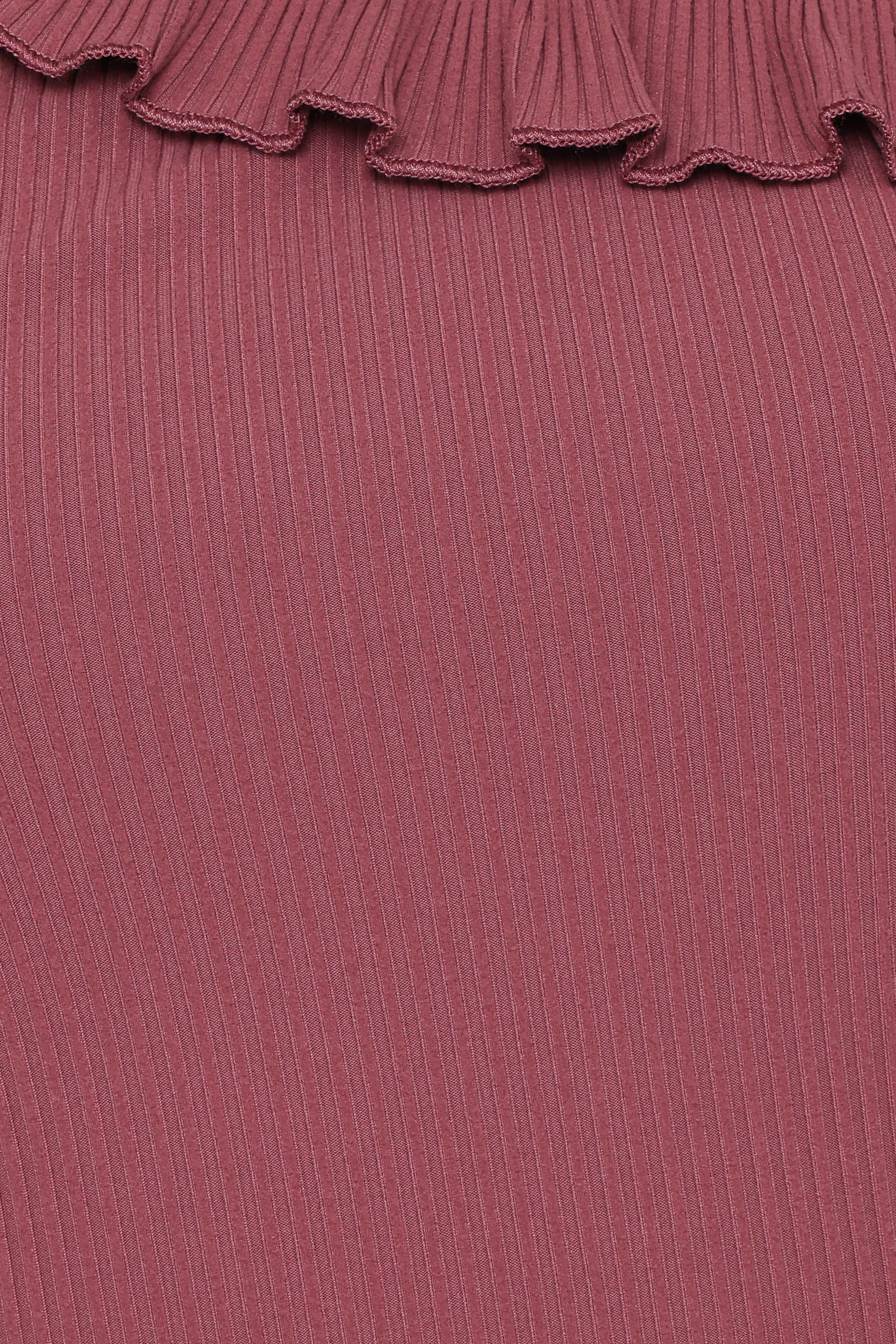 TOPS Evanna Frill Neck Top - Burgundy