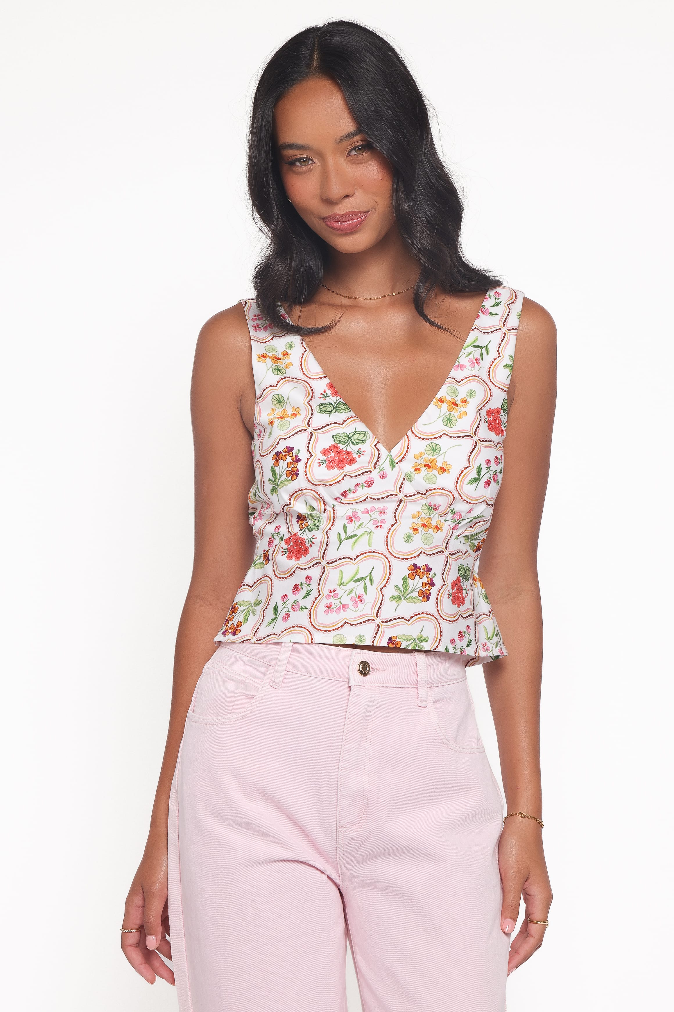 TOPS Evelyn Top - Ivory Wildflower