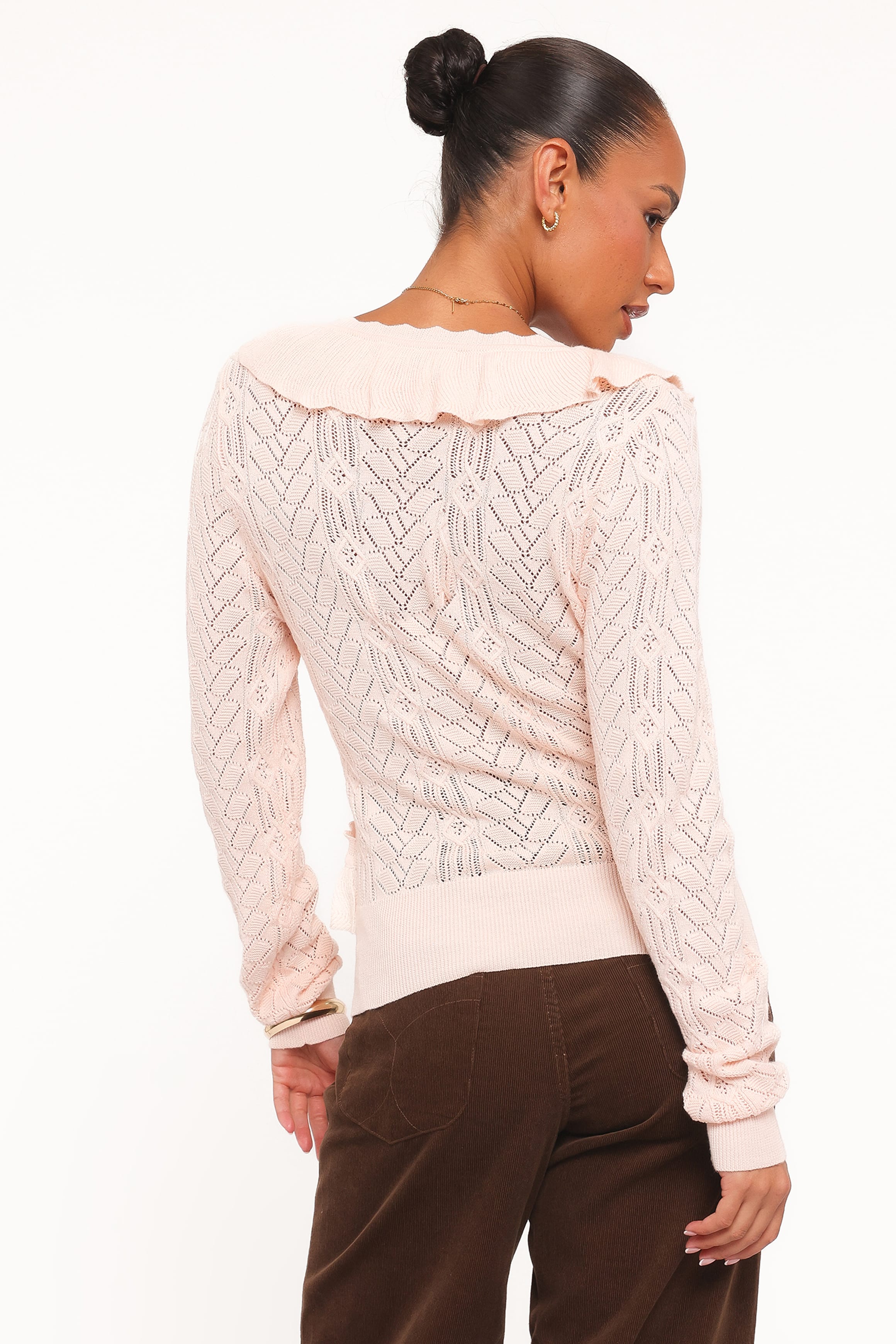 TOPS Fabiola Lace Pointelle Top - Pale Pink