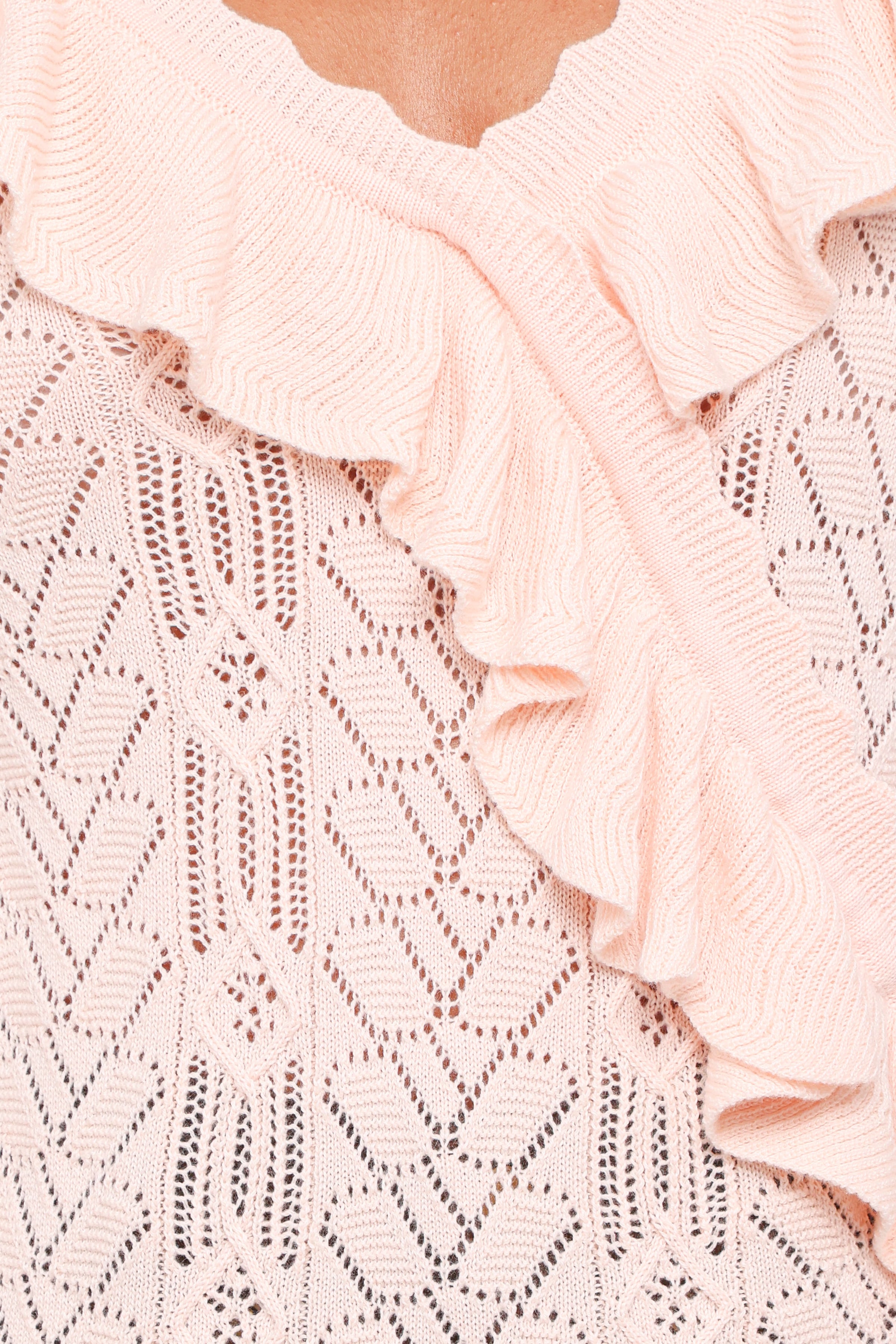 TOPS Fabiola Lace Pointelle Top - Pale Pink