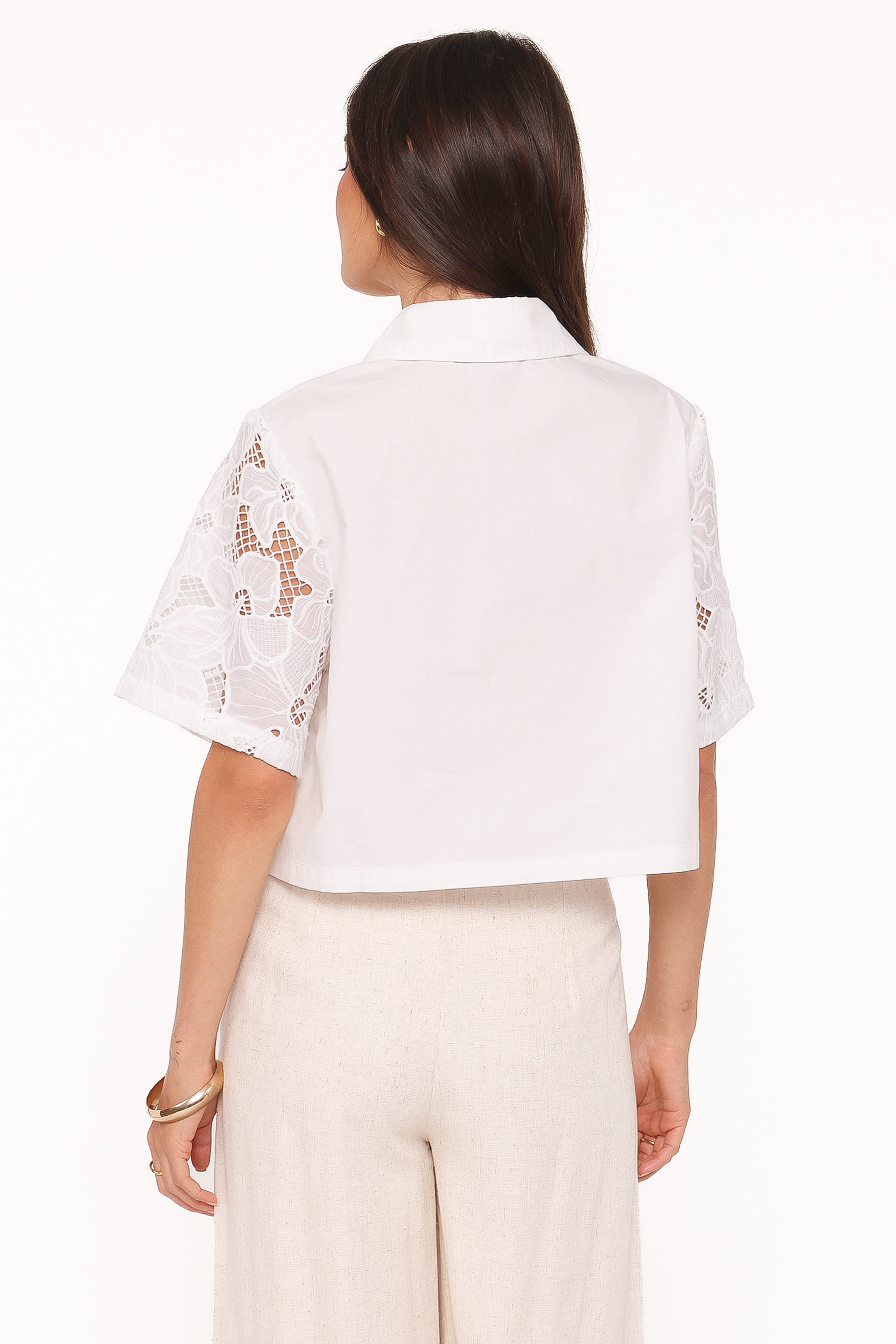 TOPS Fidelma Cropped Shirt - White