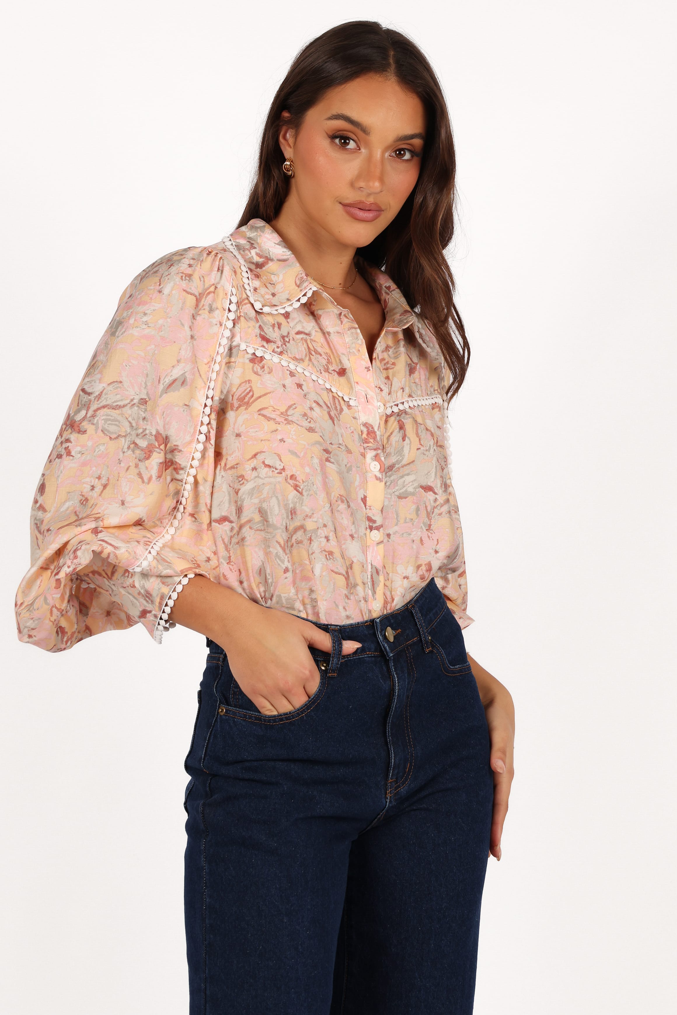 TOPS Floria Top - Beige Floral