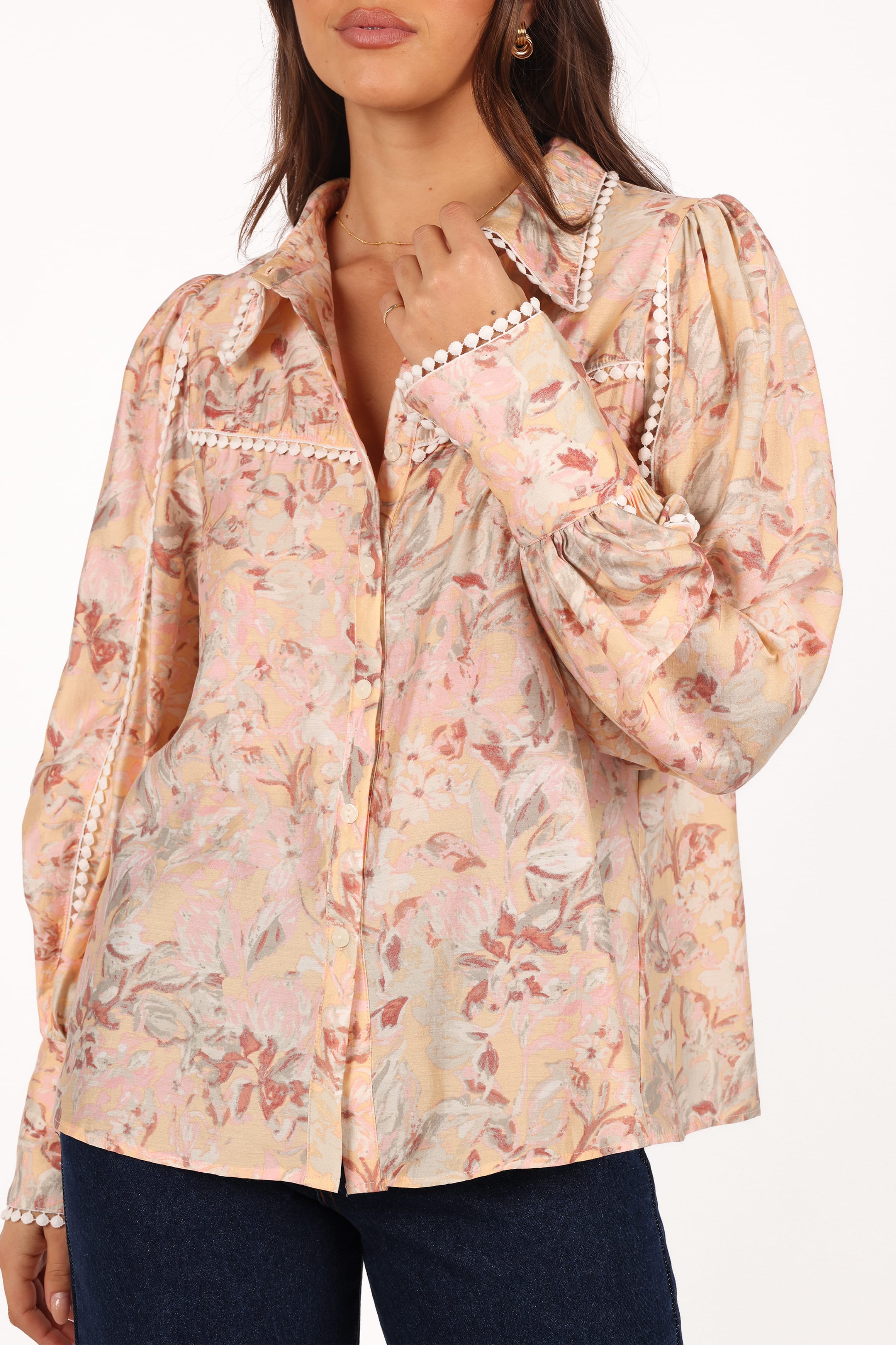TOPS Floria Top - Beige Floral