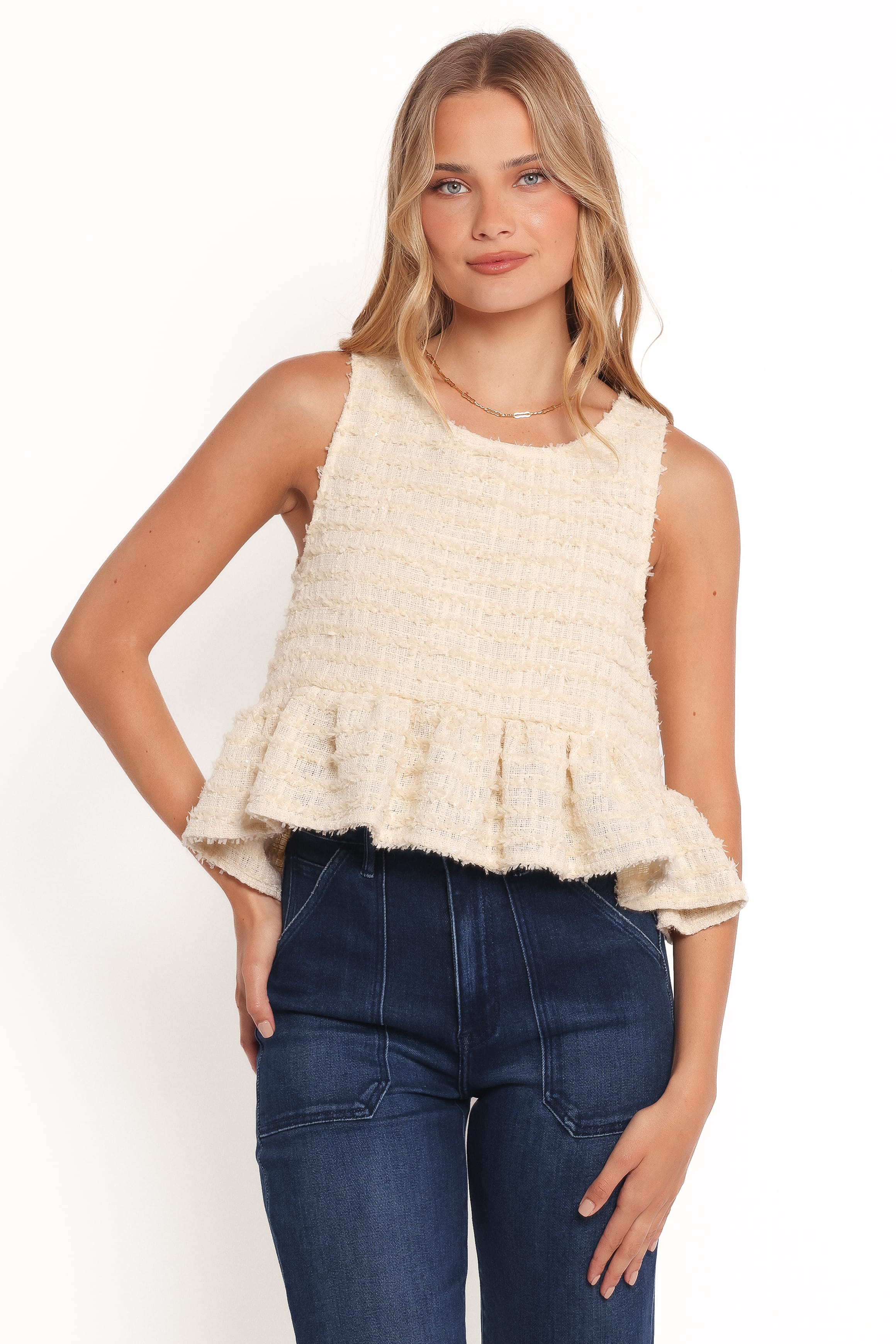TOPS Fren Ruffle Top - Cream