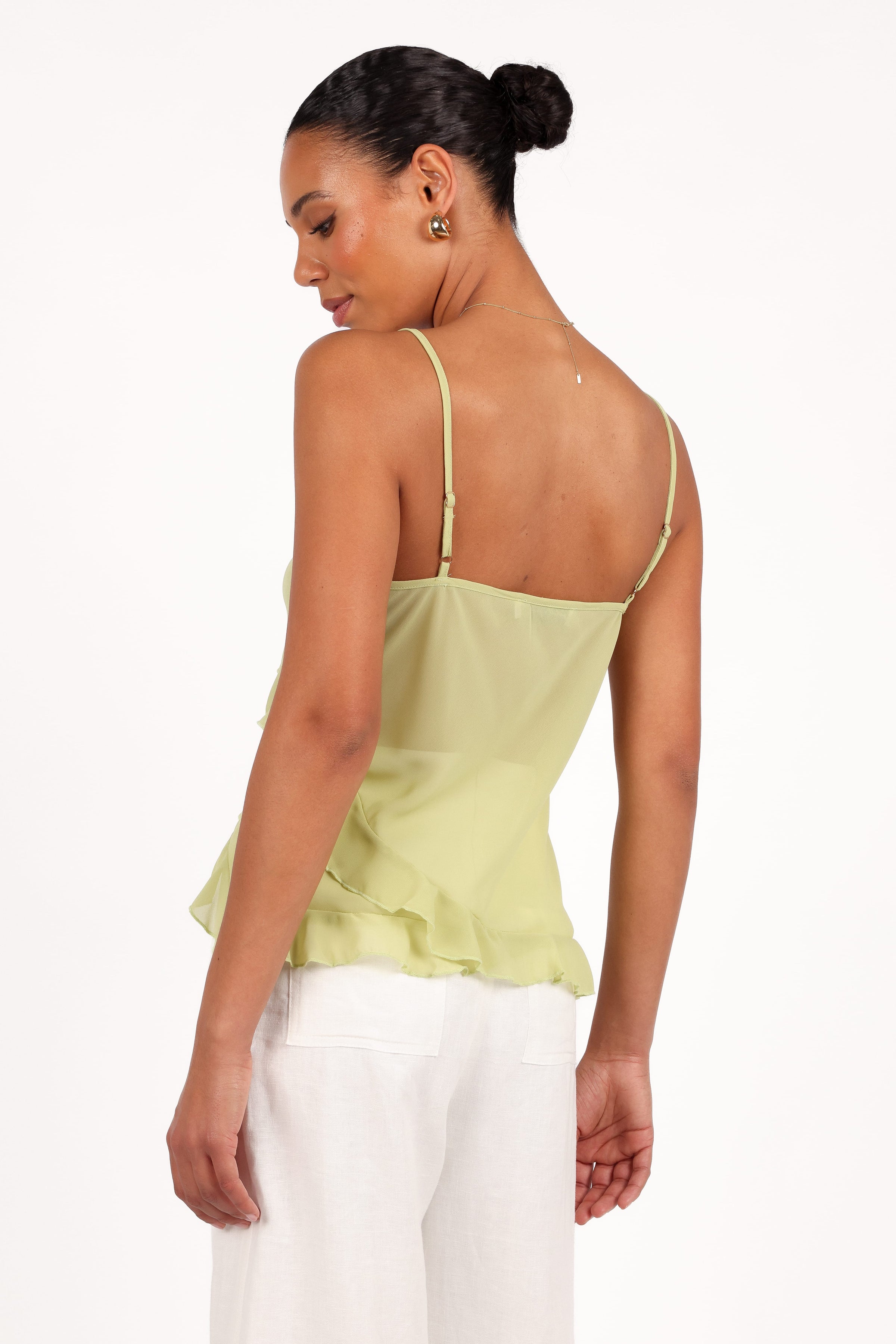 TOPS Gabrielle Ruffle Top - Meadow Green