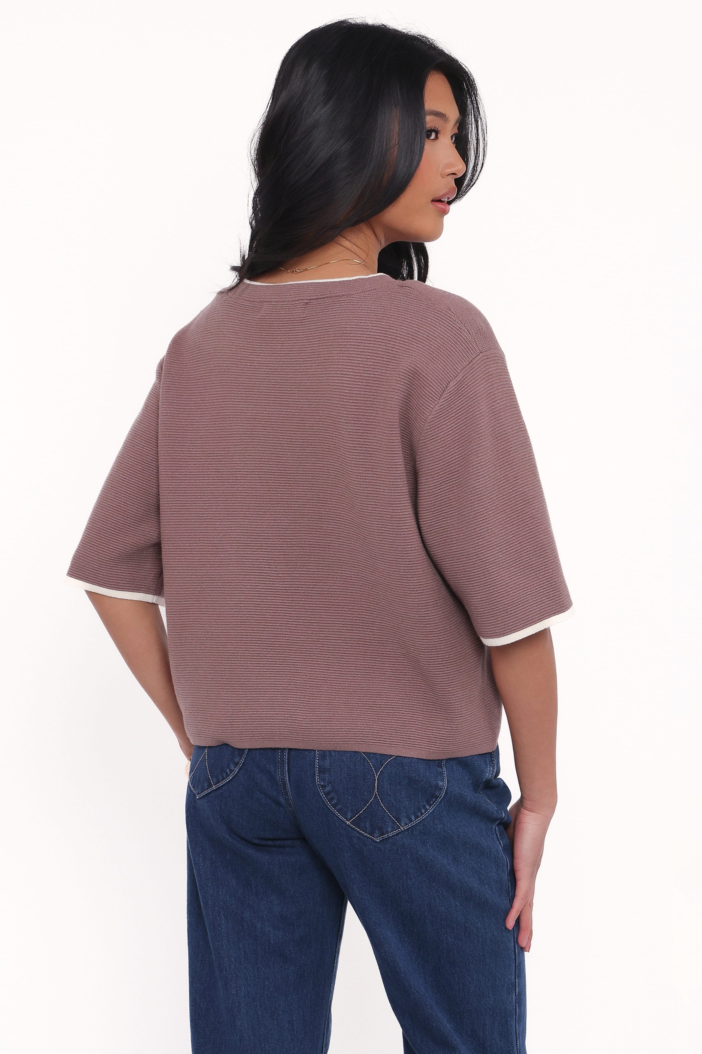 TOPS Giorgia Knitted Tee - Mocha