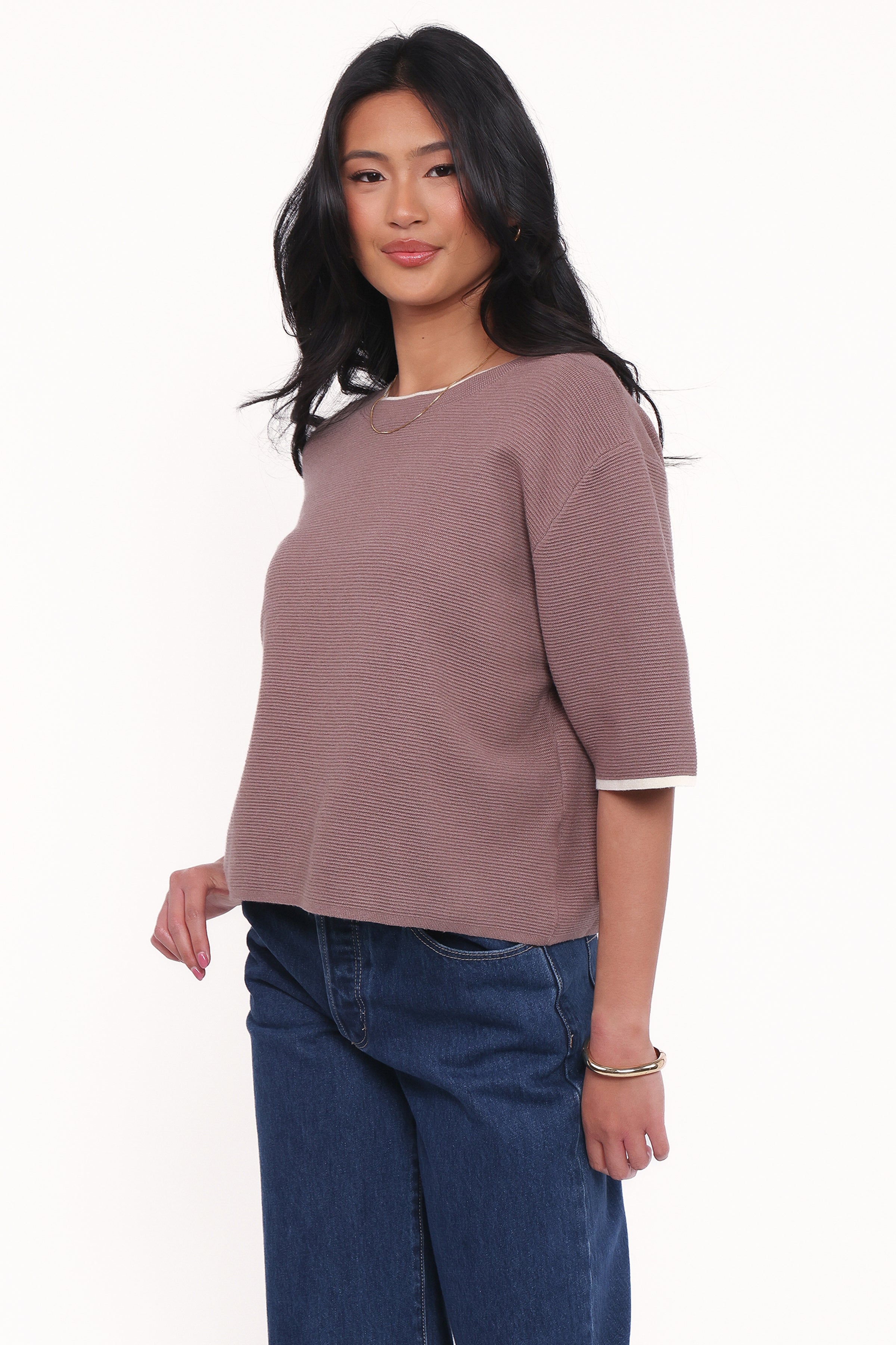 TOPS Giorgia Knitted Tee - Mocha