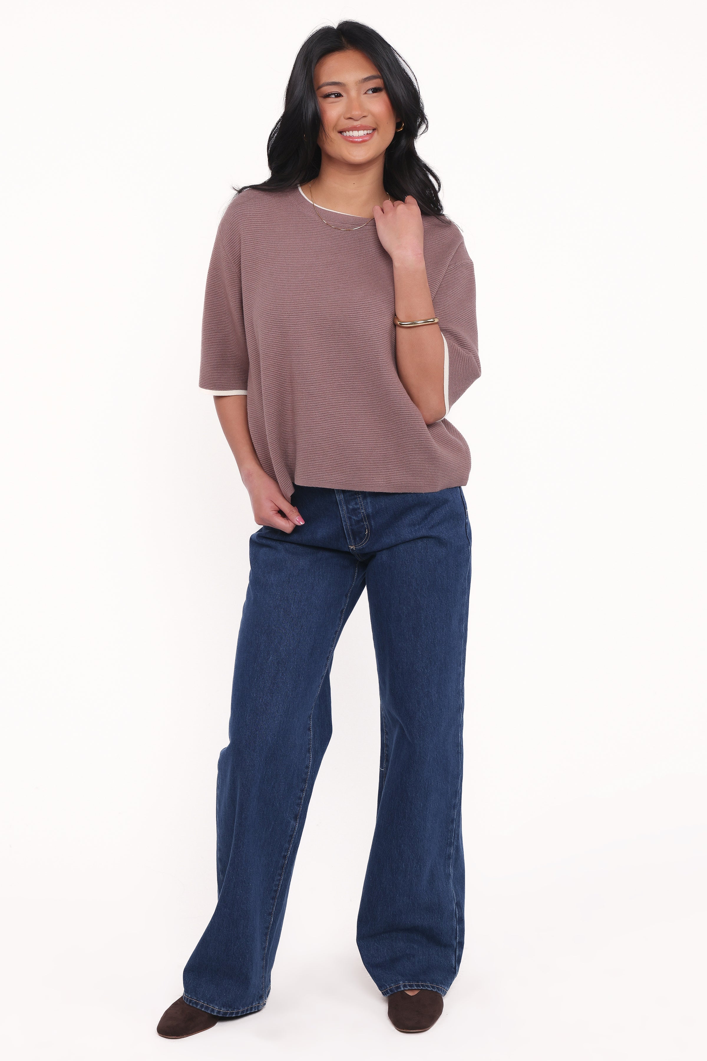 TOPS Giorgia Knitted Tee - Mocha