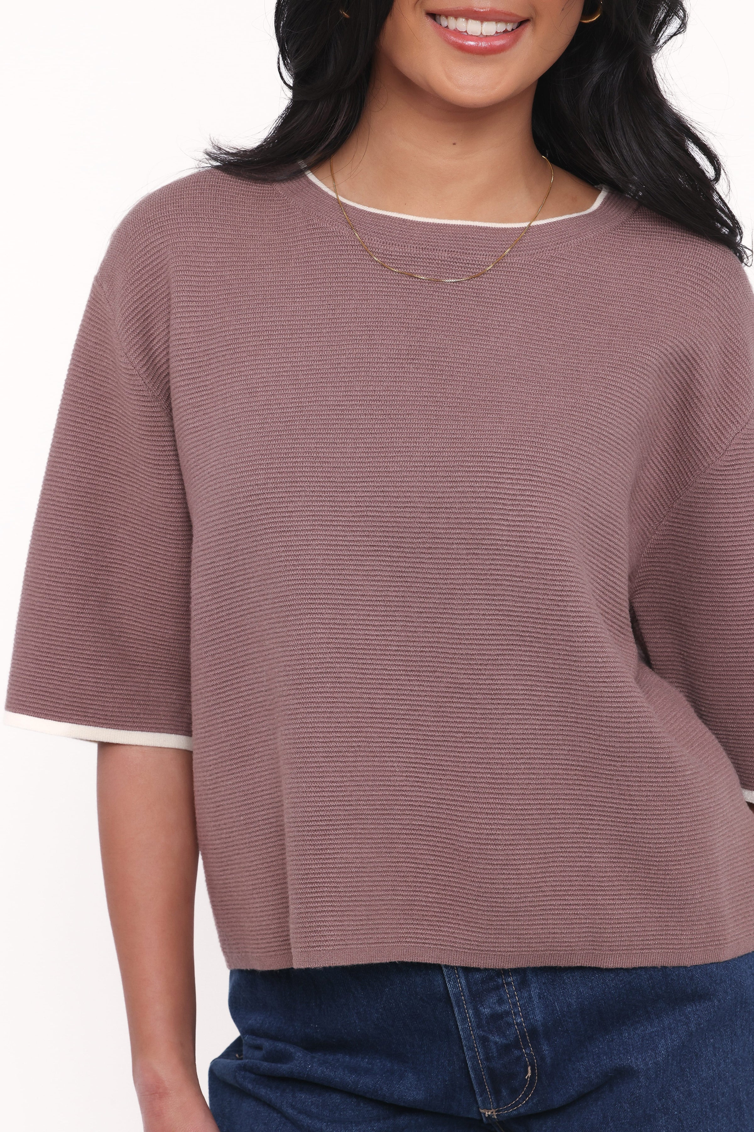 TOPS Giorgia Knitted Tee - Mocha