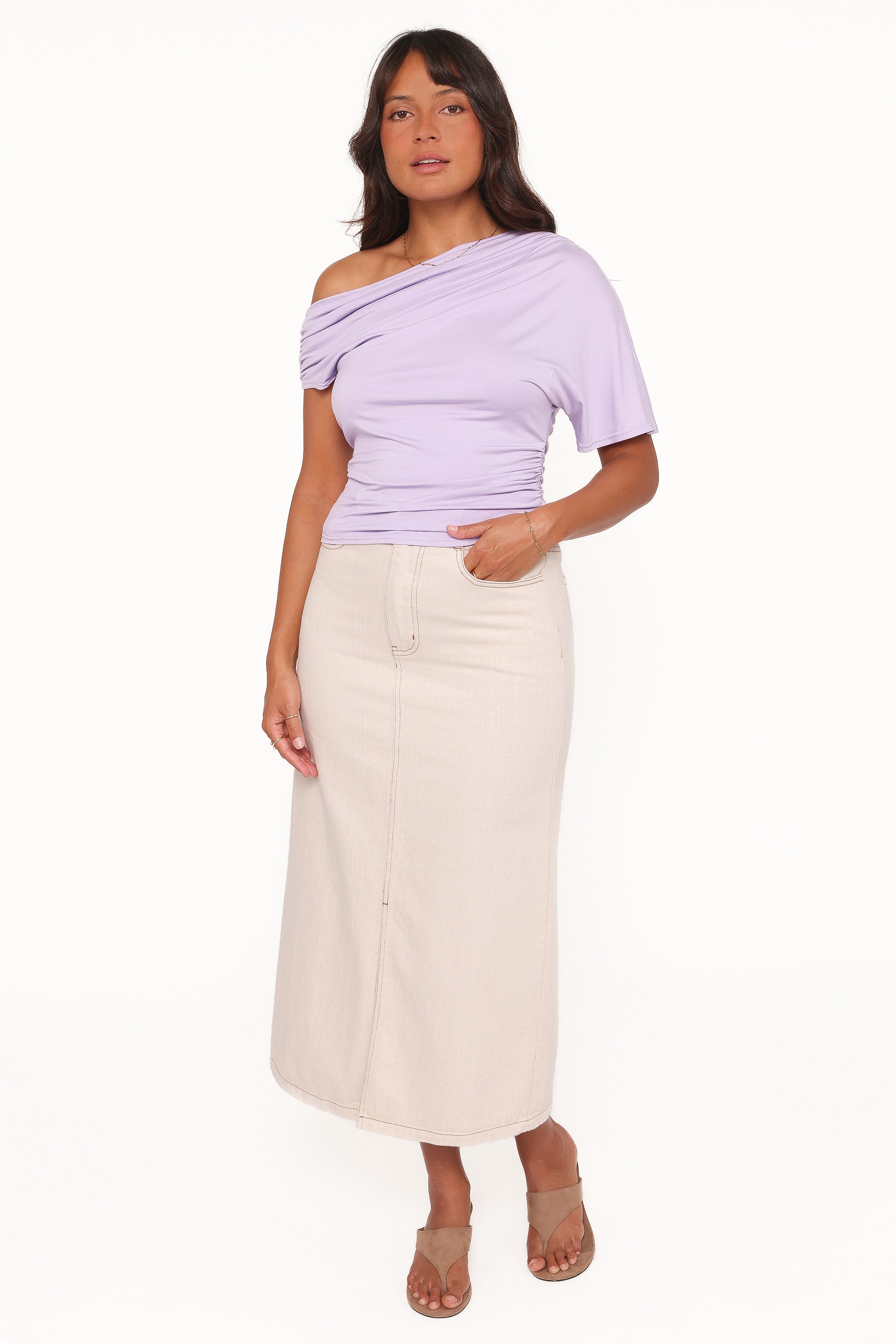 TOPS Grainne One Shoulder Top - Lilac