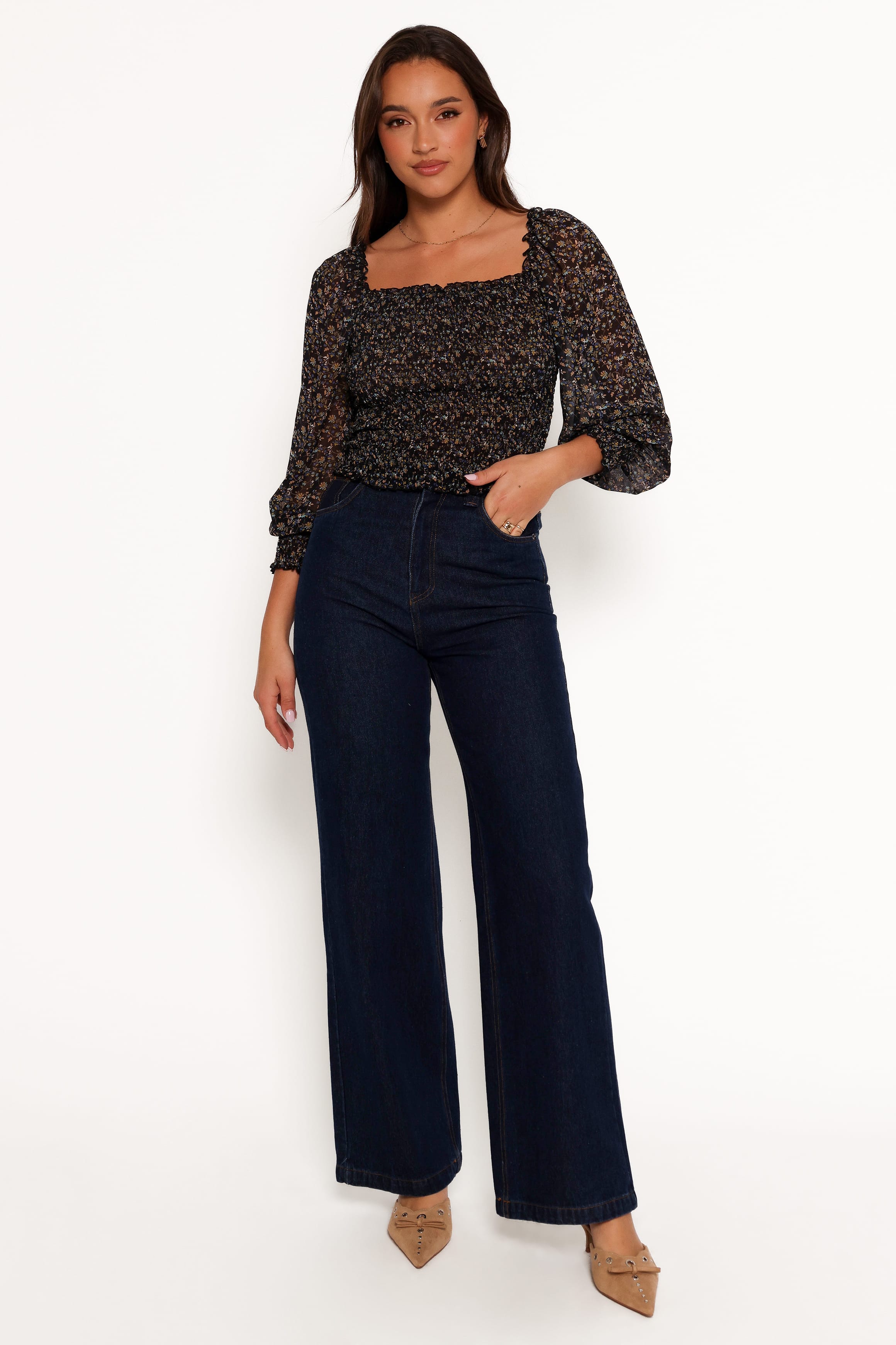 TOPS Greta Top - Navy Ditsy Floral