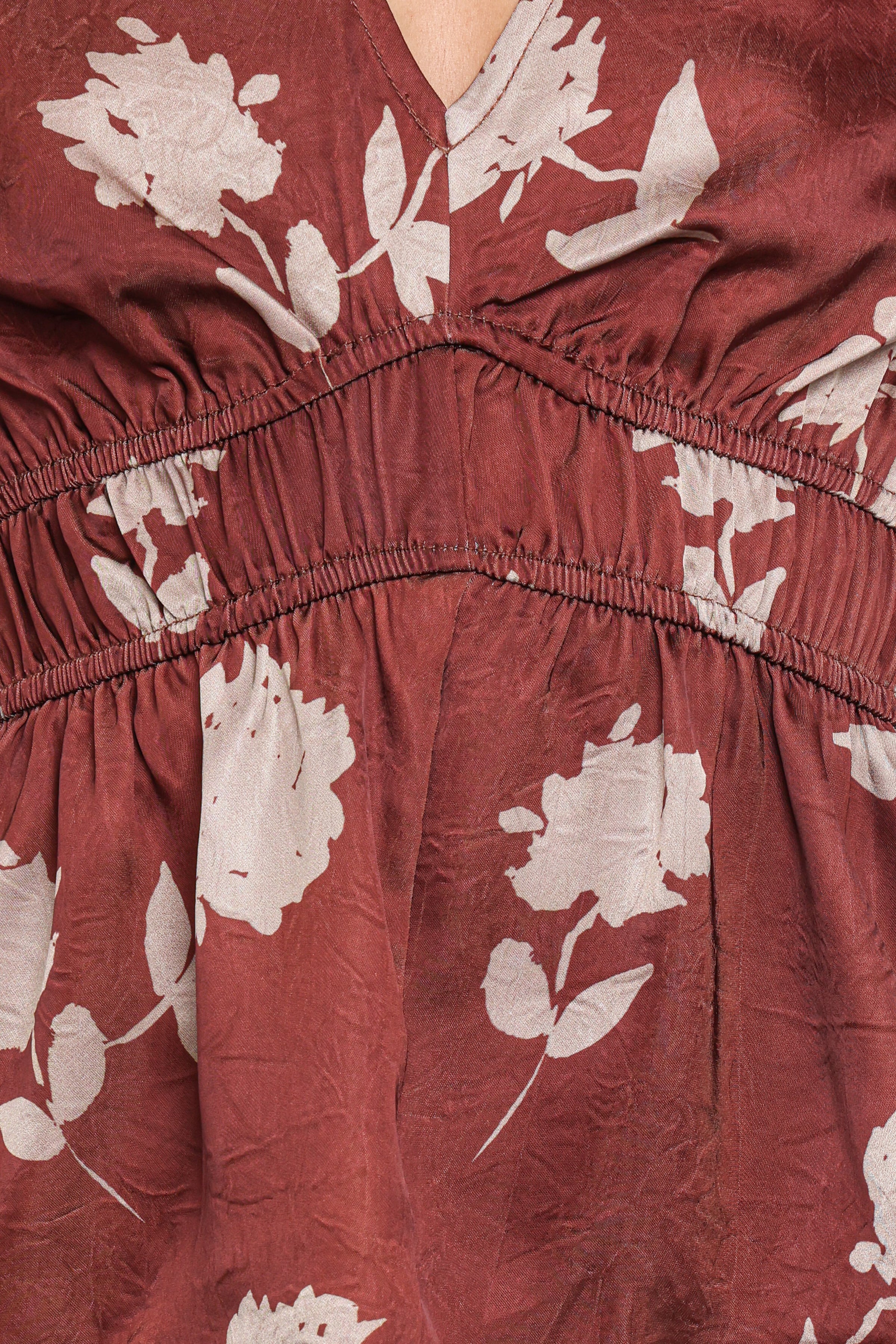 TOPS Griffin Peplum Blouse - Brown Floral