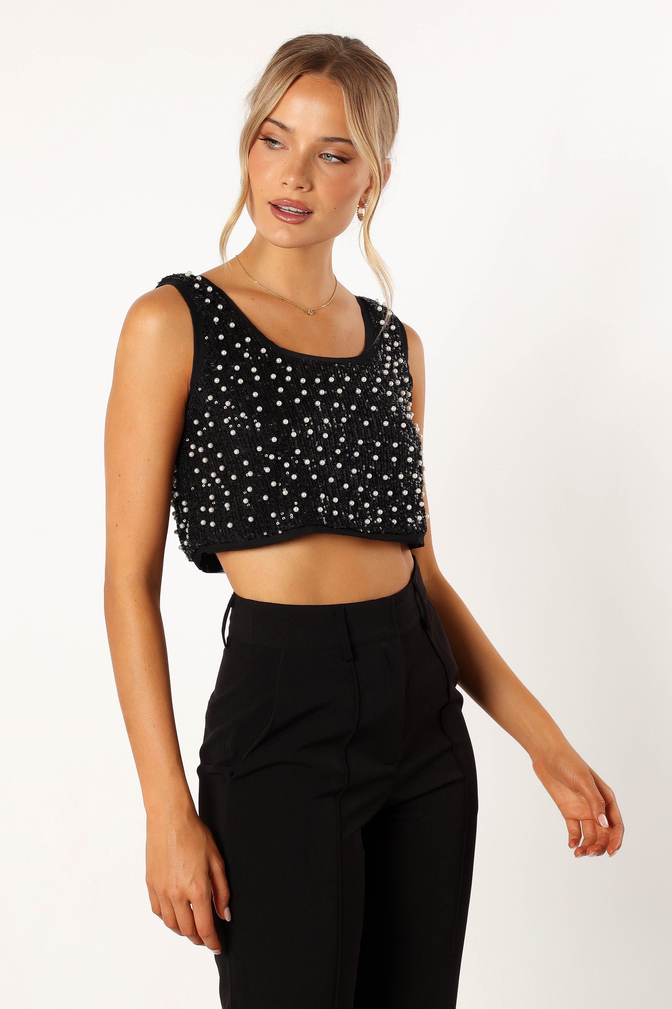 TOPS @Harley Pearl Crop Top - Black