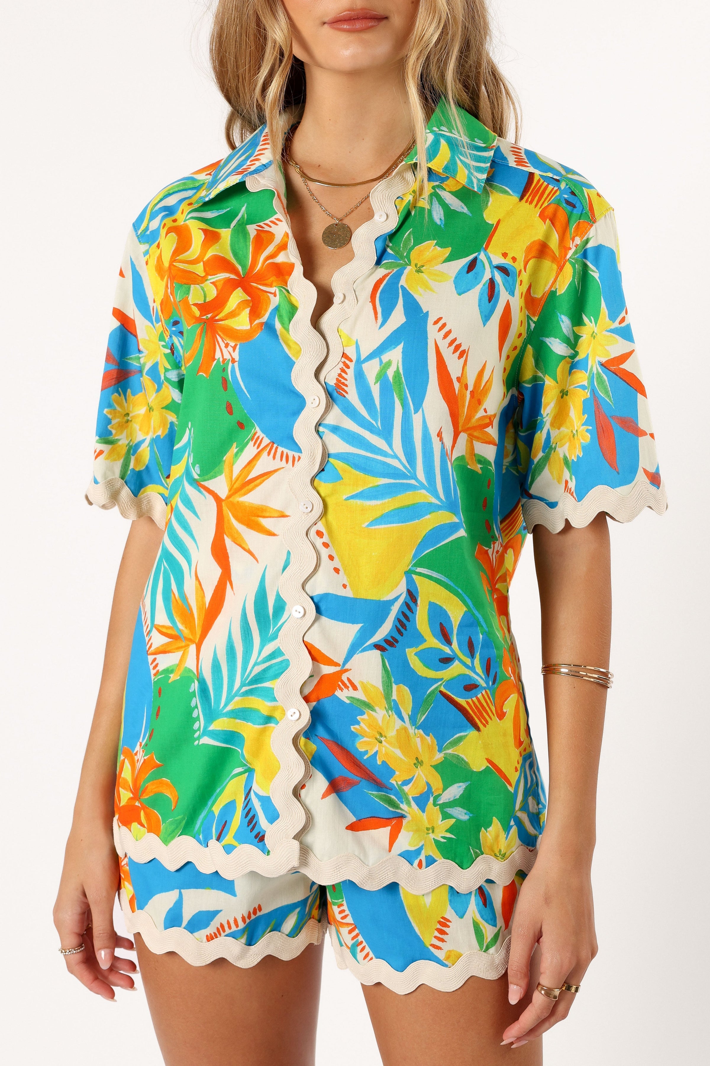 TOPS Harriet Button Down Top - Malta Print
