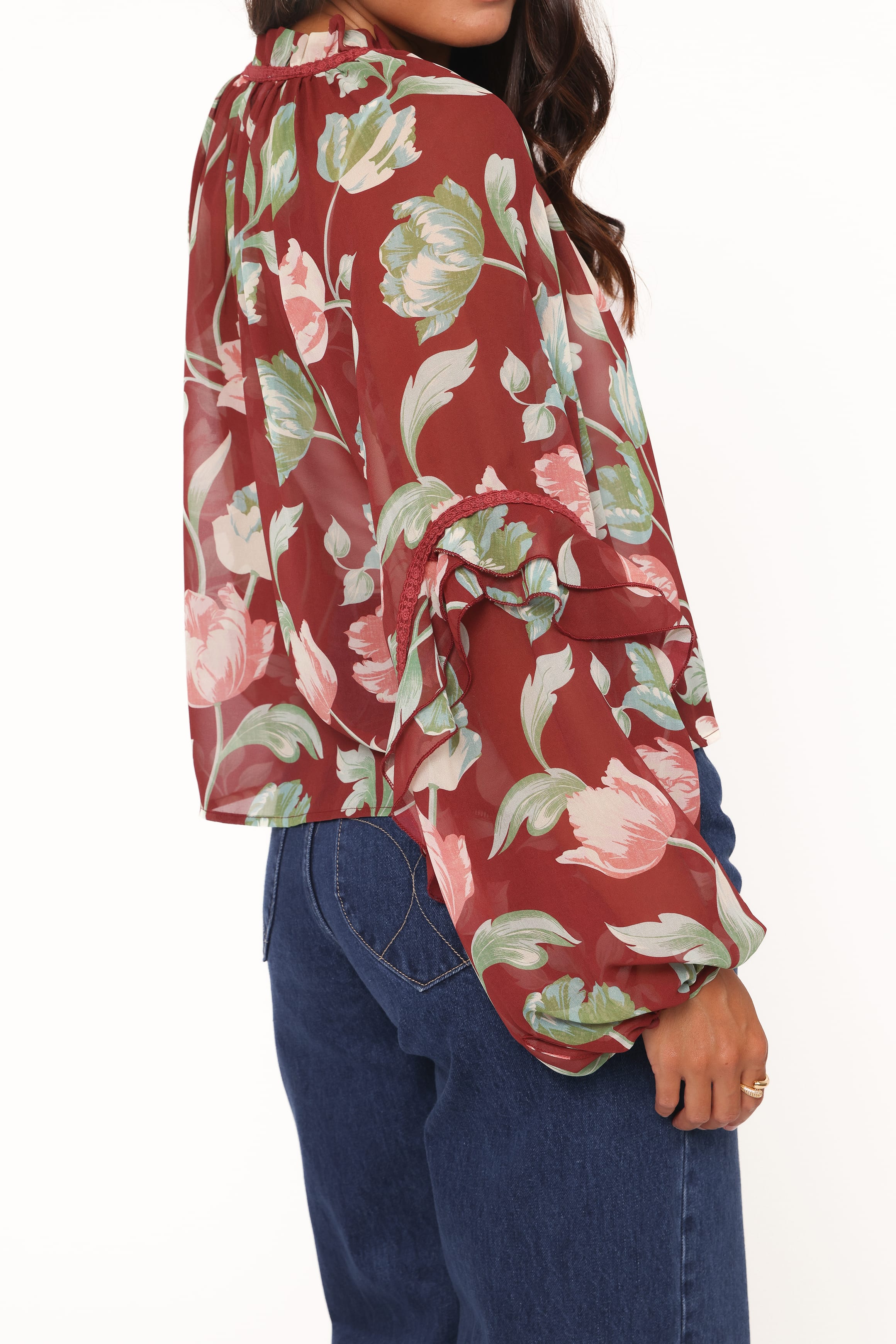 TOPS Hesper Ruffle Top - Red Tulip Floral