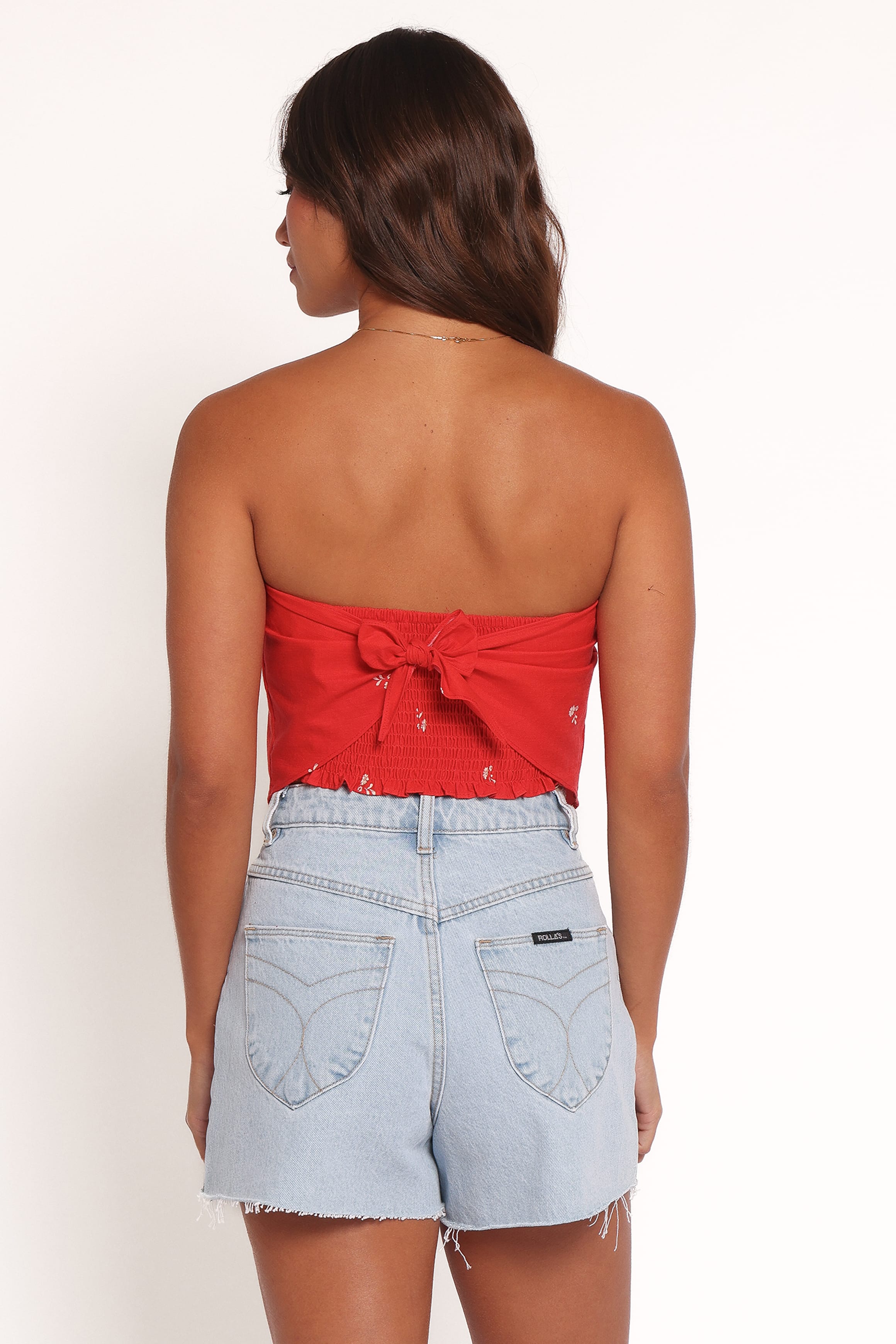 TOPS Ilara Strapless Top - Red Floral