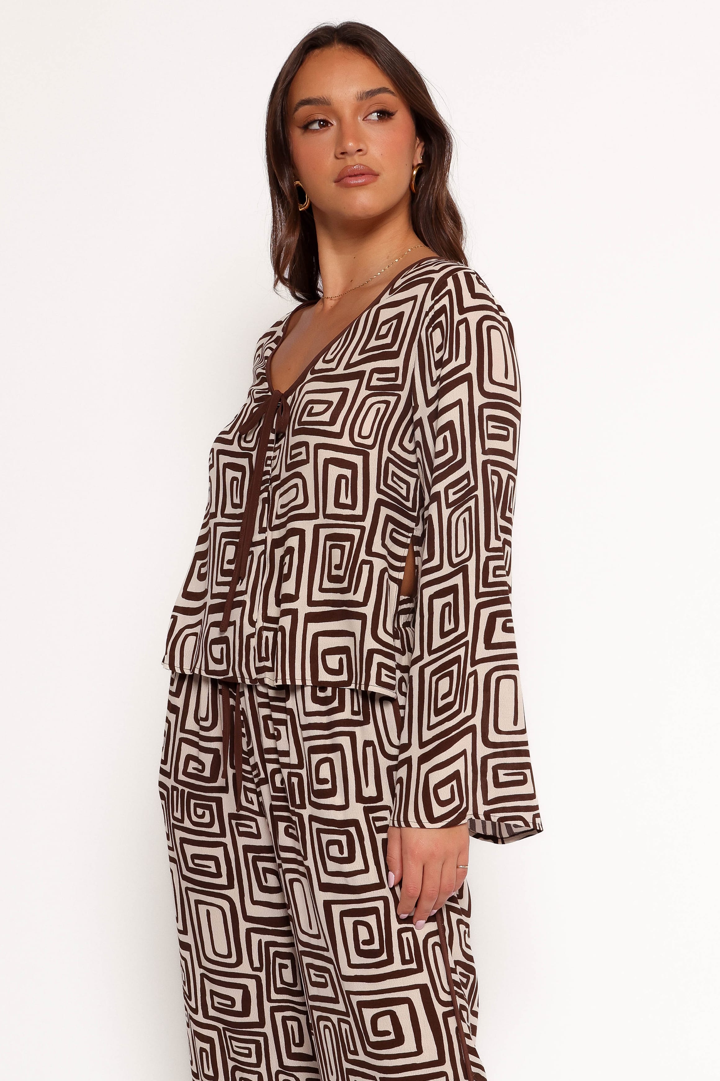 TOPS Imogen Top - Chocolate Brown Print