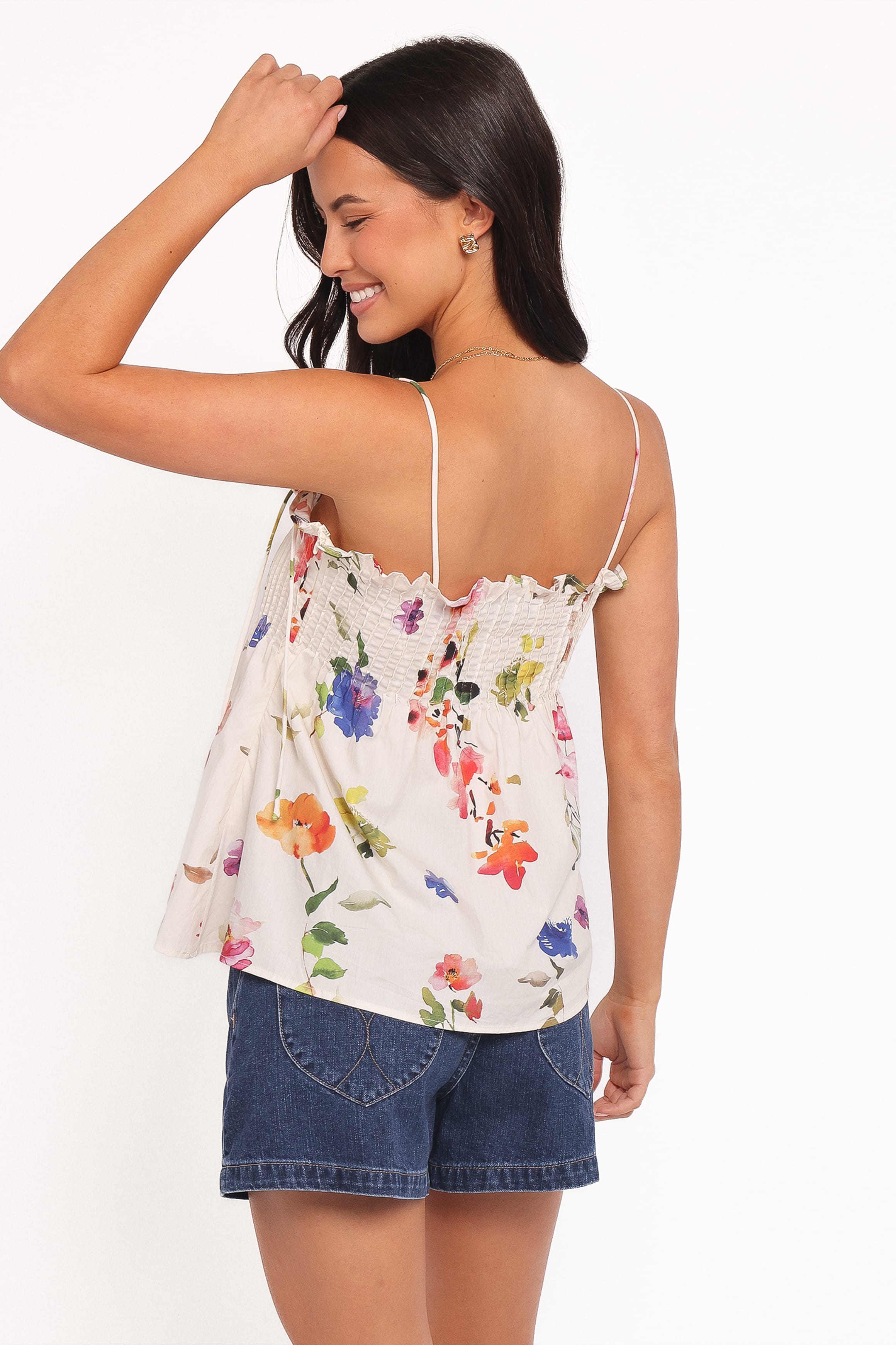 TOPS Indira Pleated Top With Shoulder Ties - Multi