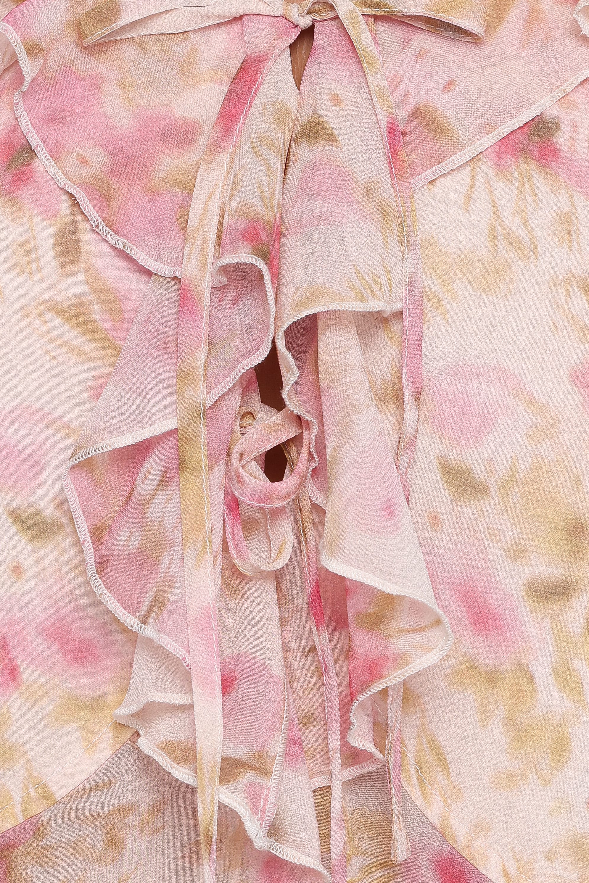 TOPS Ismena Tie Front Top - Blurred Pink Floral