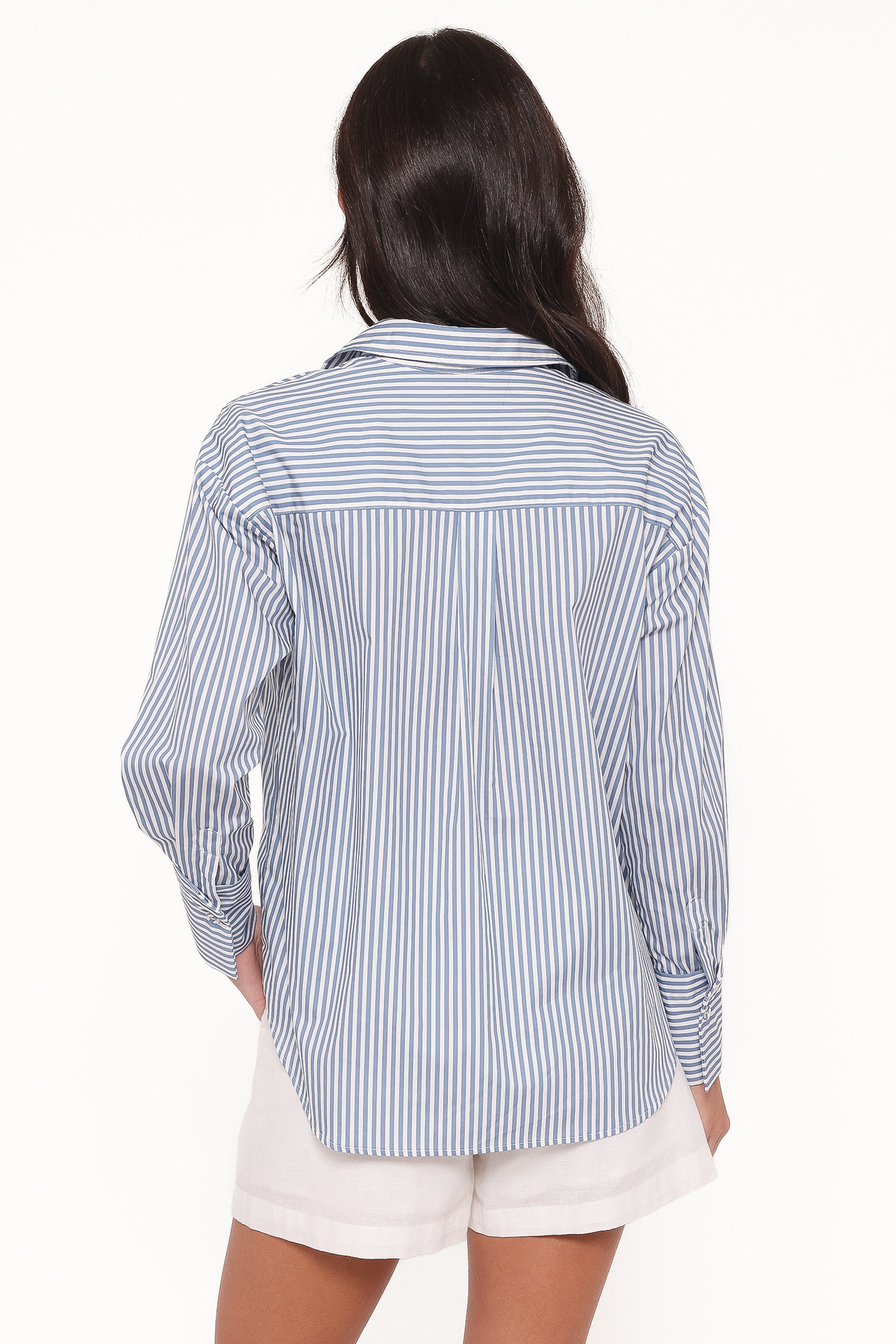 TOPS Jackson Button Up Shirt - Blue Stripe