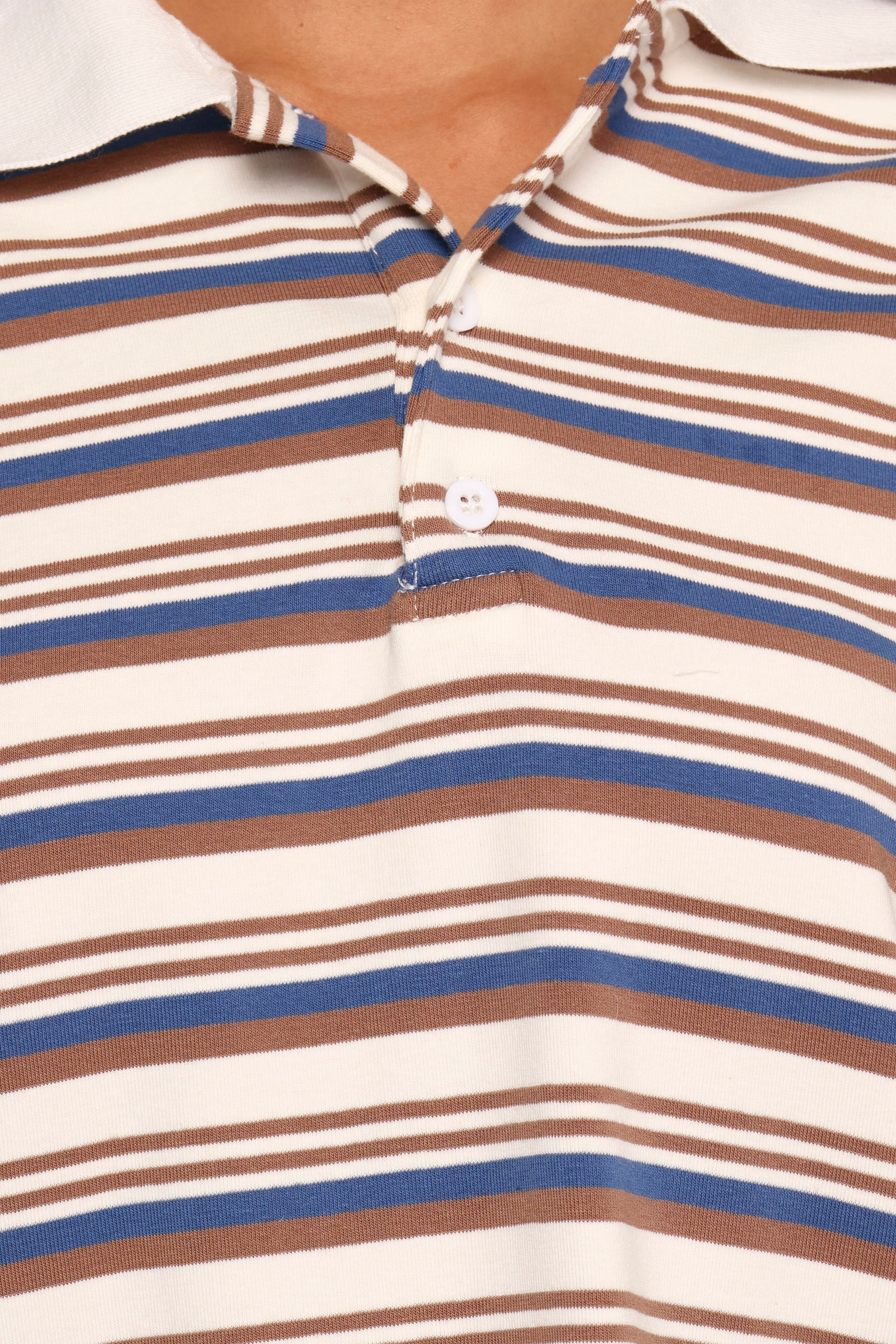 TOPS Jayden Striped Collar Knit Sweater - Brown Stripe