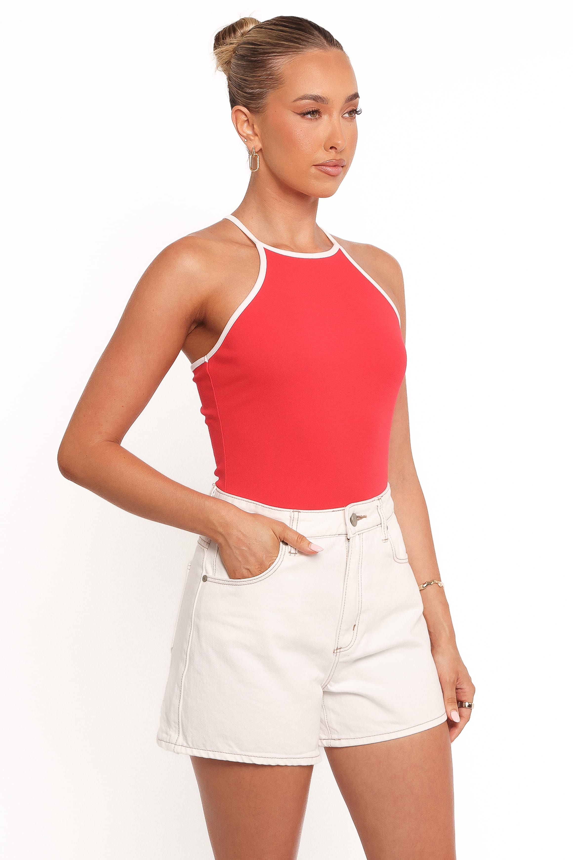 TOPS Jazzie Knit Tank - Red White