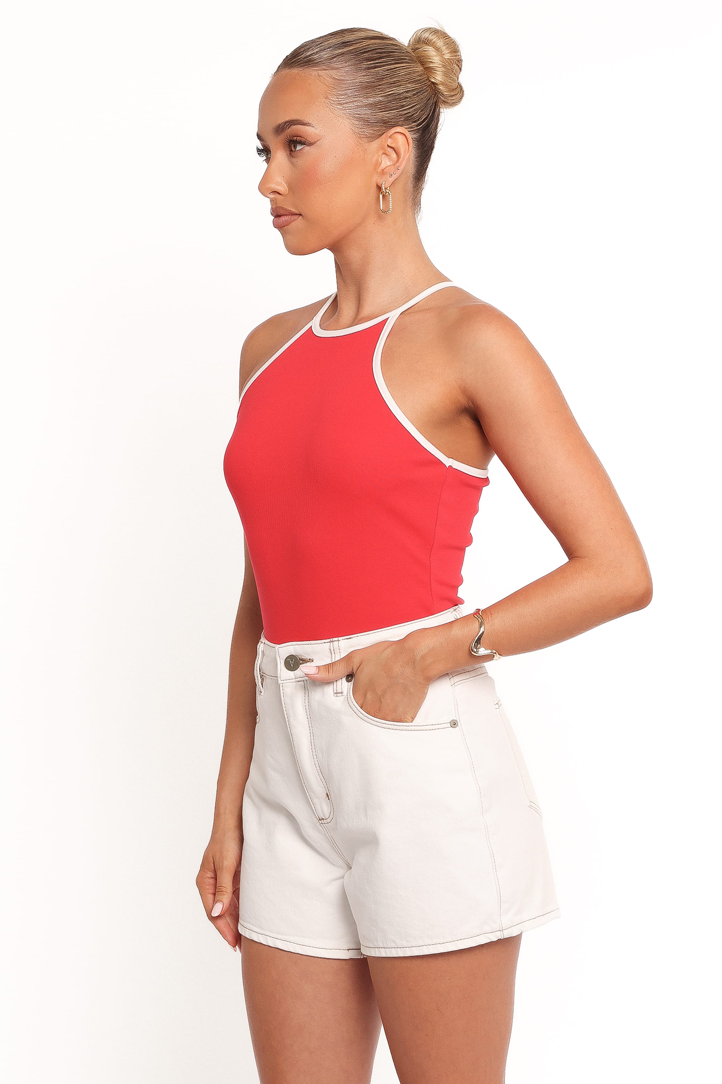 TOPS Jazzie Knit Tank - Red White