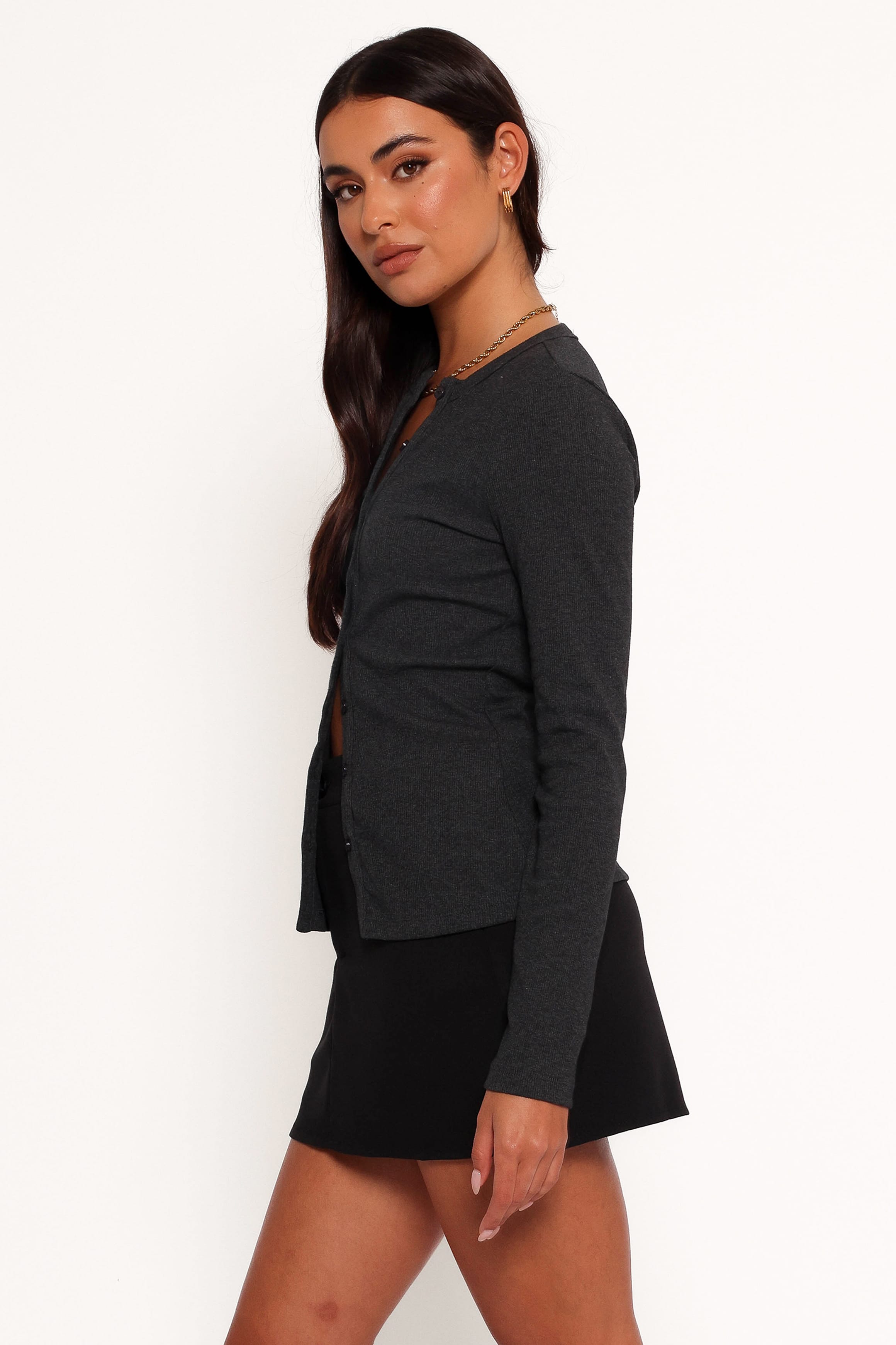 TOPS Jessa Knit Top - Charcoal