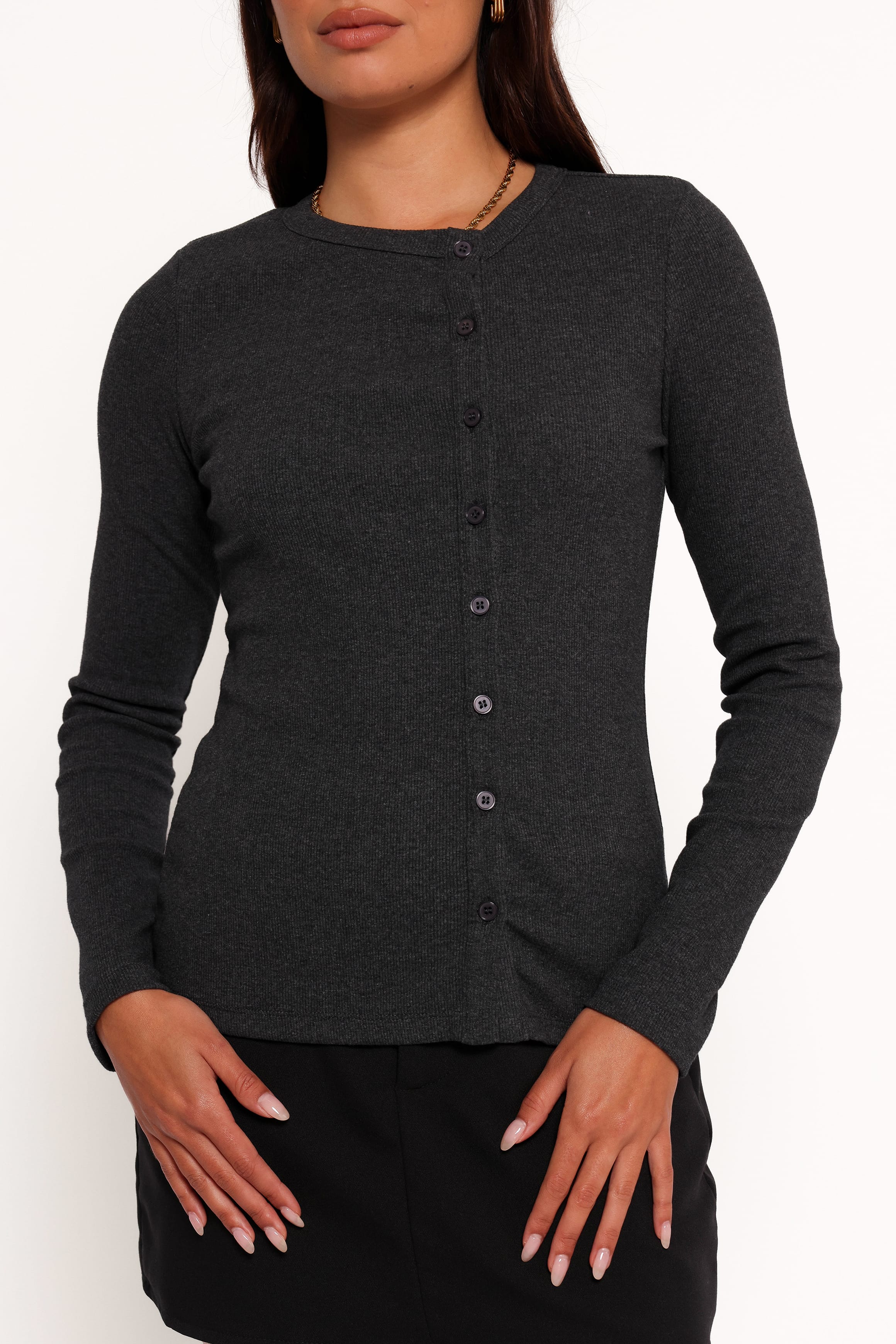 TOPS Jessa Knit Top - Charcoal