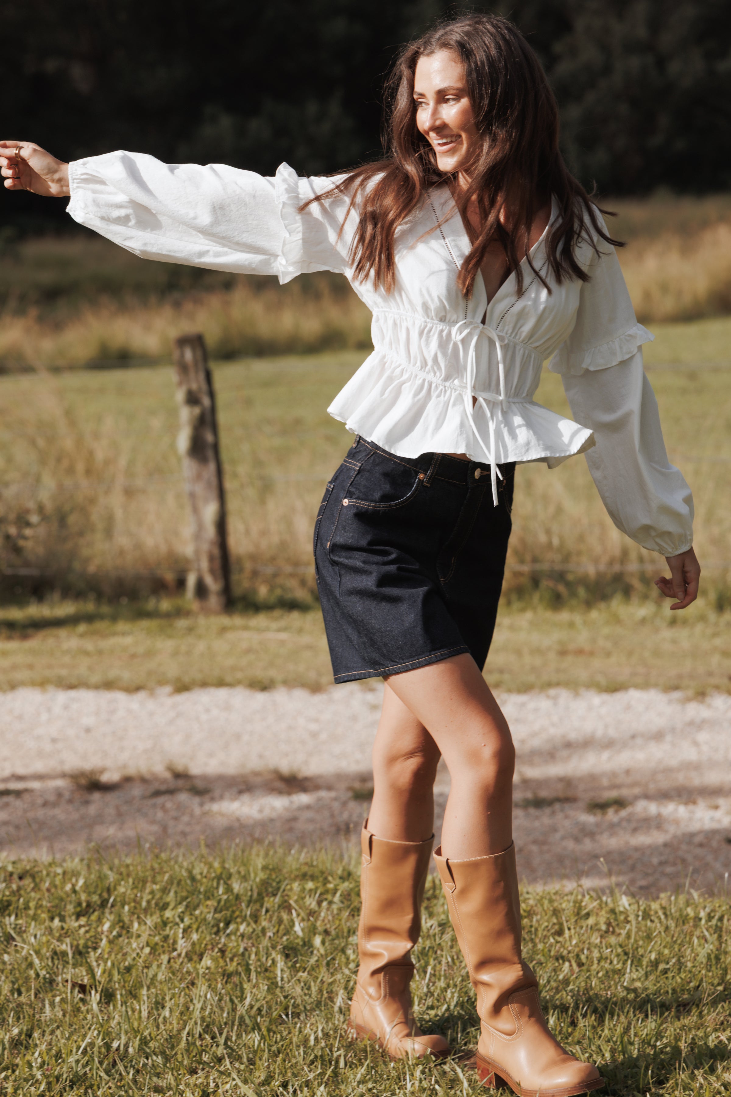 TOPS Jewel Tie Top - White