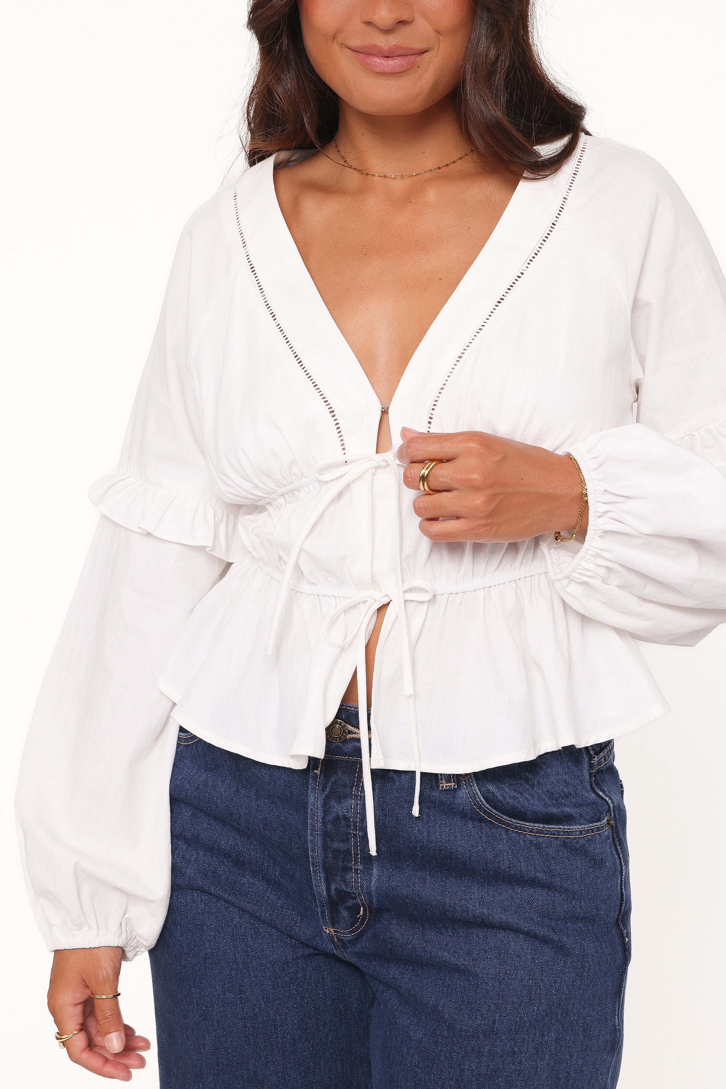 TOPS Jewel Tie Top - White