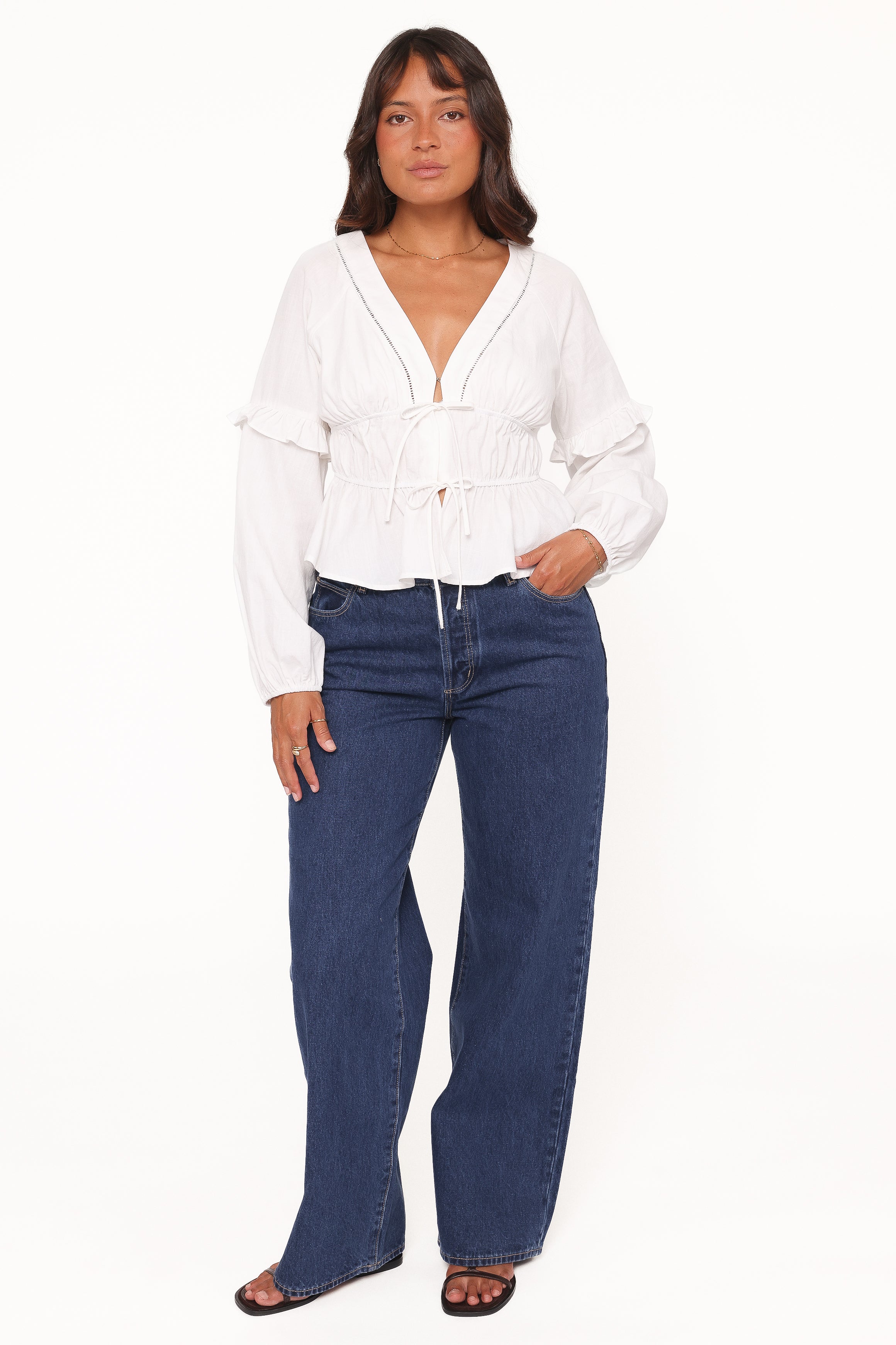 TOPS Jewel Tie Top - White