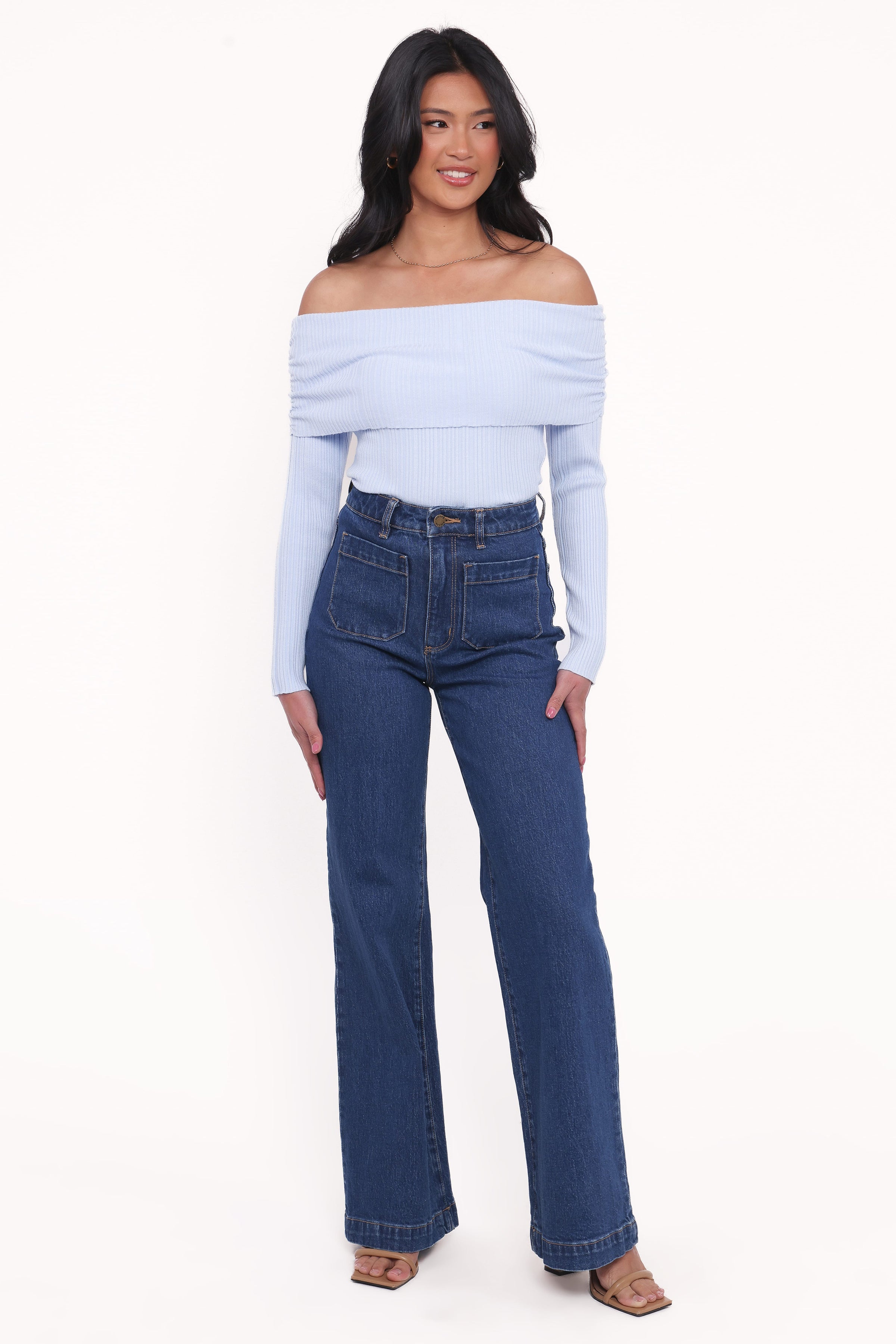 TOPS Junia Tie Back Knit Top - Pale Blue