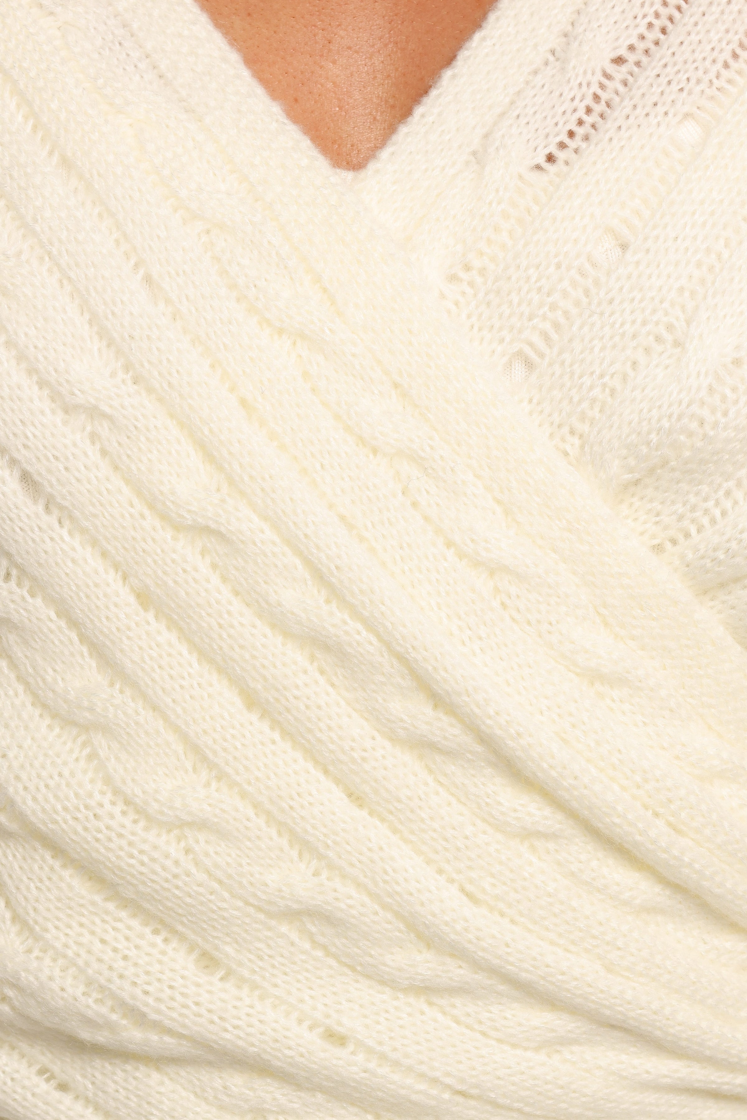 TOPS Kaelie Wrap Front Knit Top - White
