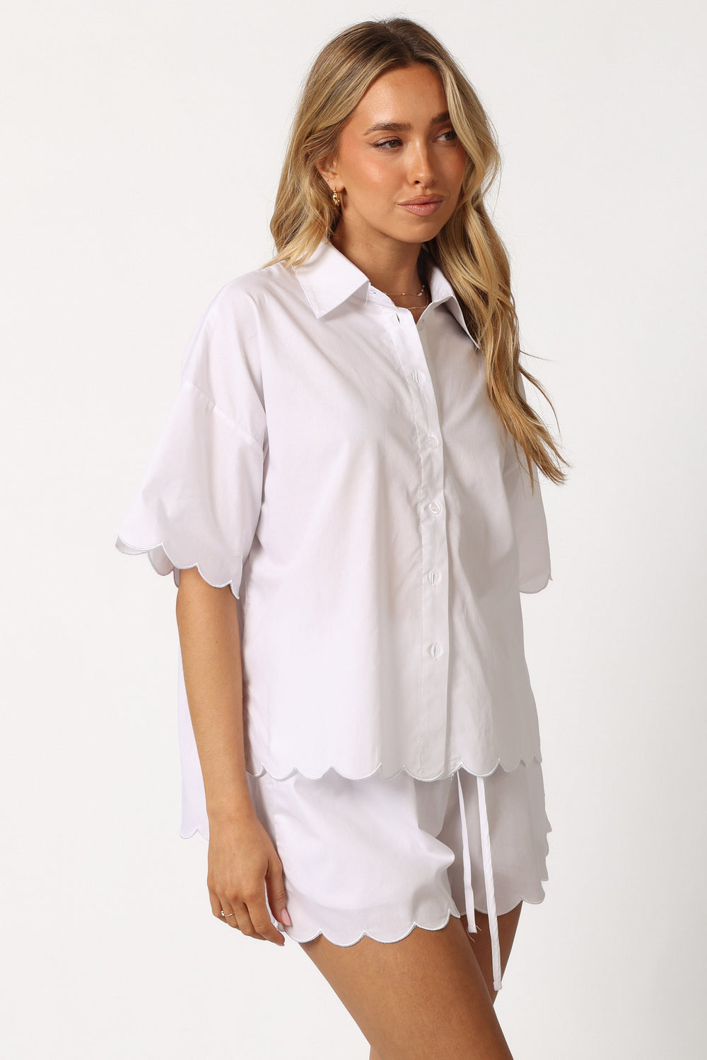 Collective Tops - Katy Short Sleeve Button Up - White sixth image