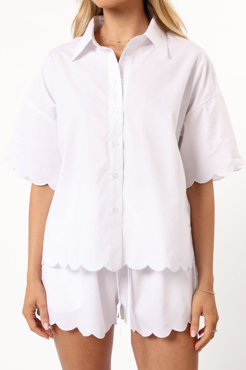 Collective Tops - Katy Short Sleeve Button Up - White third image