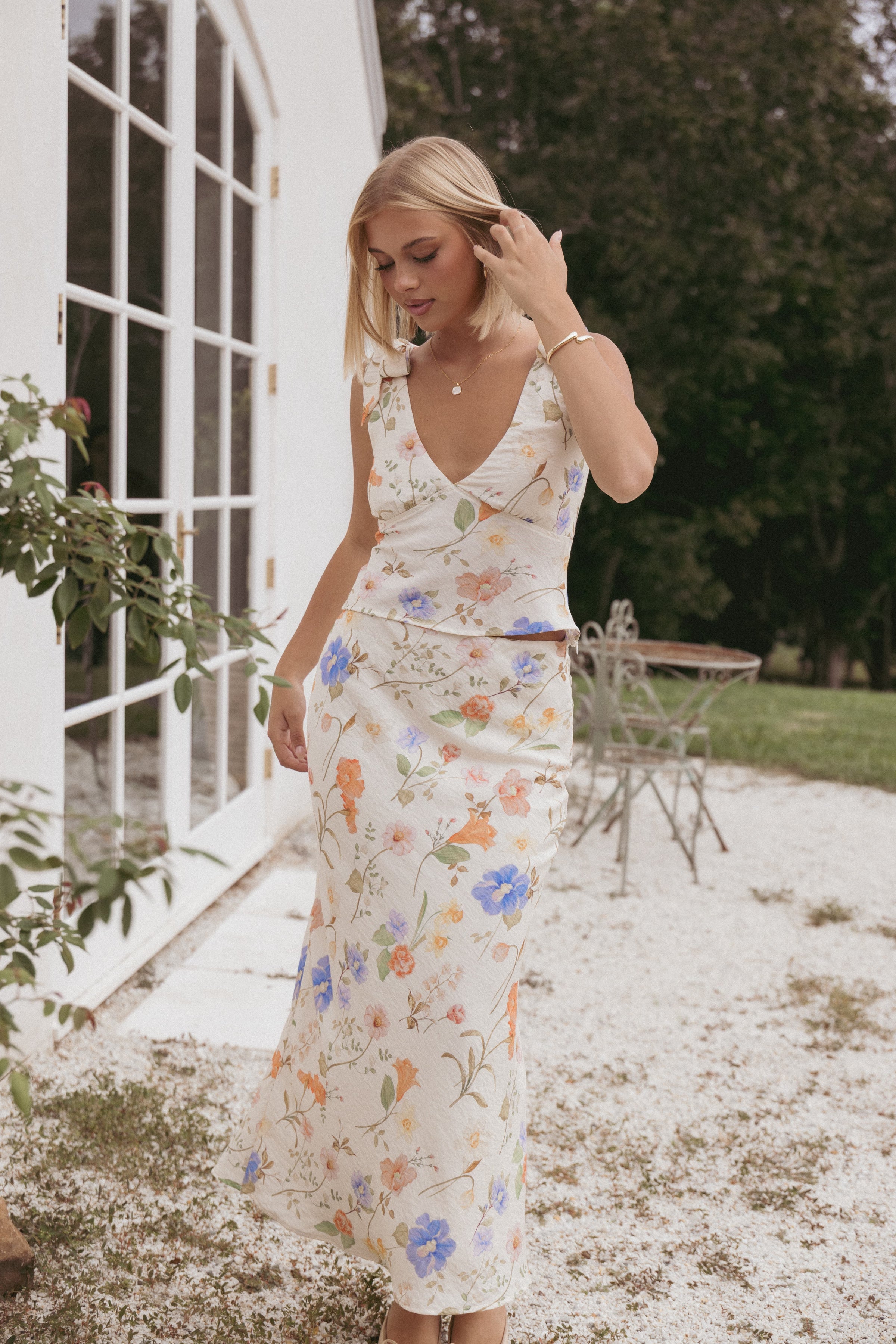 TOPS Kedra Tie Shoulder Top - Floral