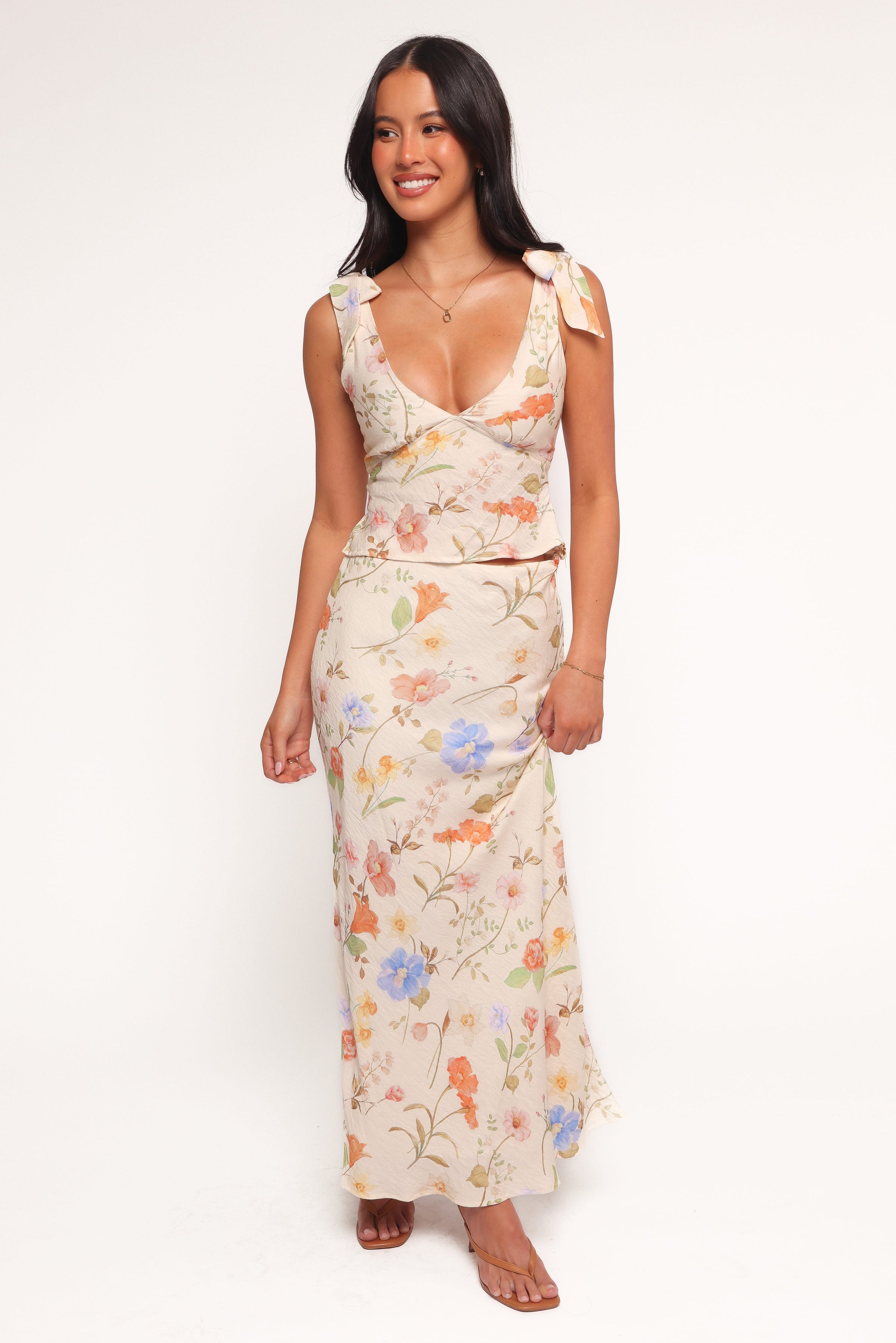 TOPS Kedra Tie Shoulder Top - Floral