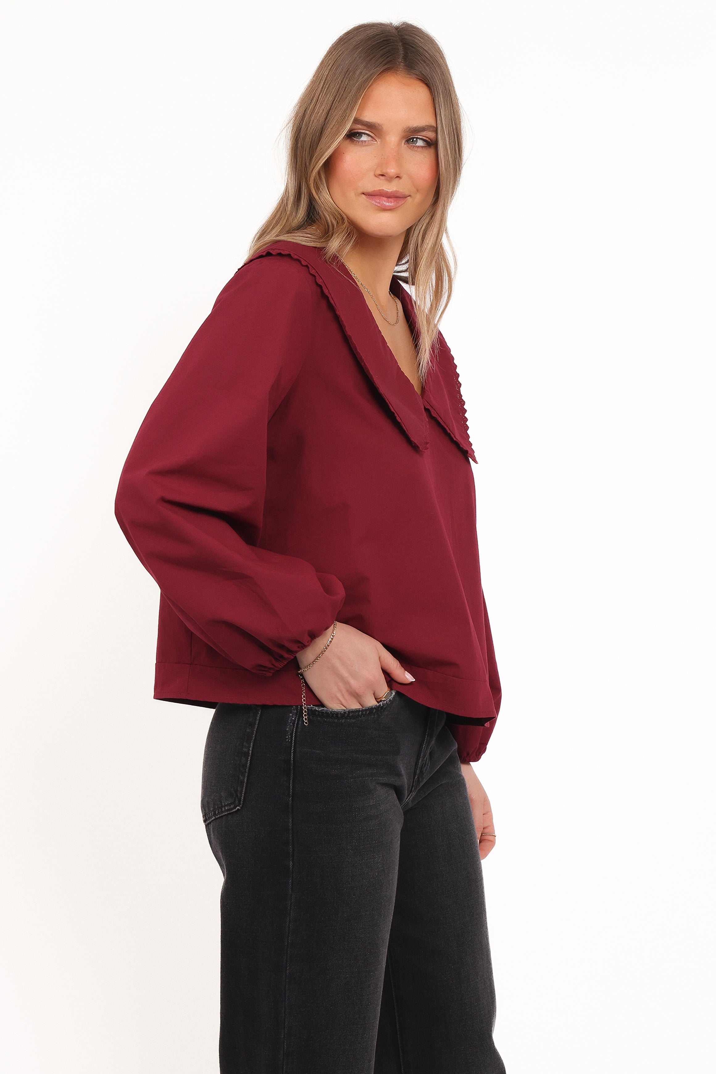 TOPS Kenna Long Sleeve Top - Burg
